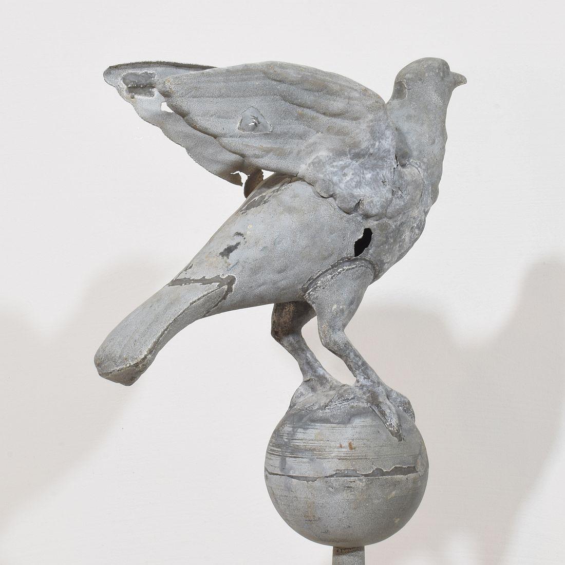 French 19th Century Zinc Roof Finial with a Dove For Sale 11