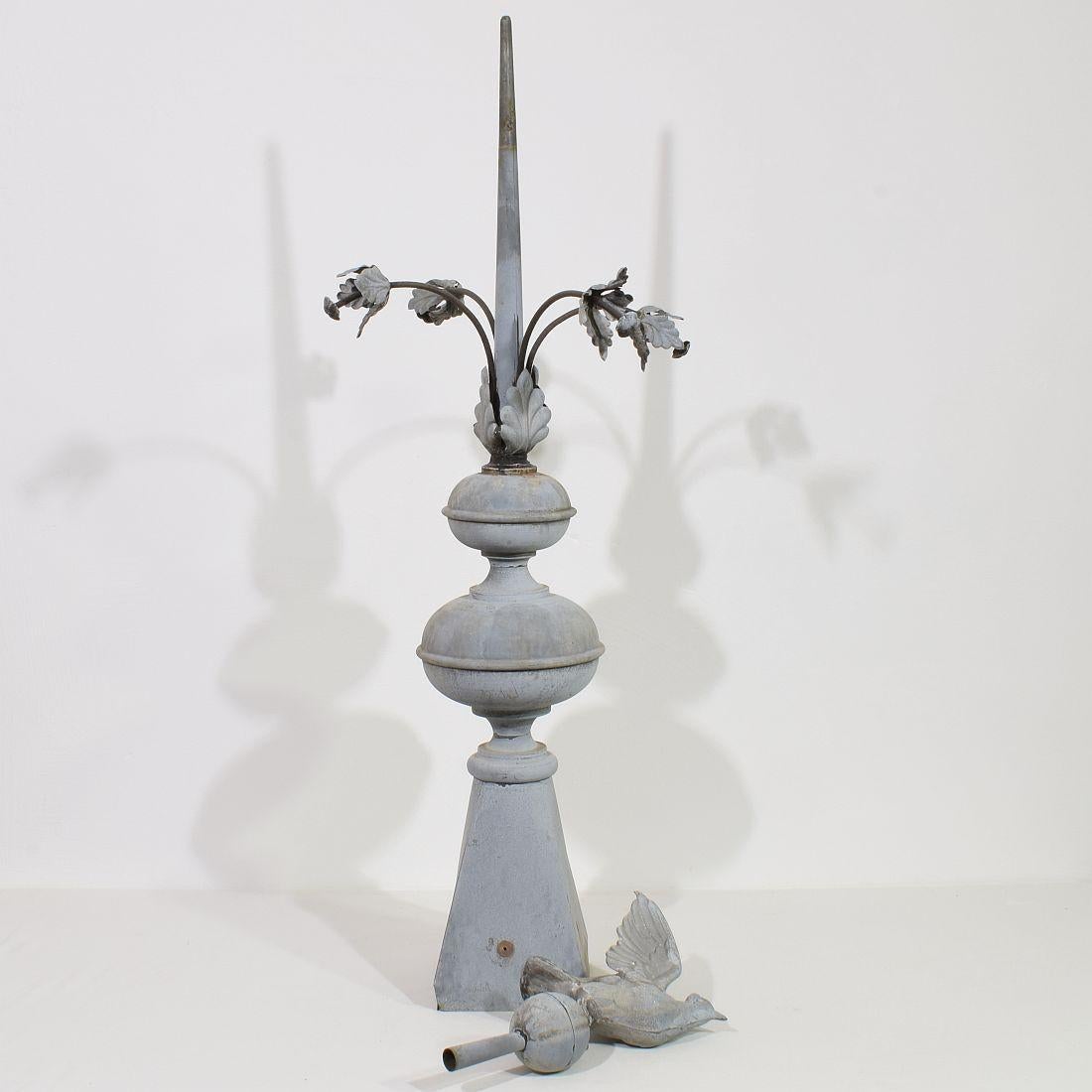 French 19th Century Zinc Roof Finial with a Dove 13
