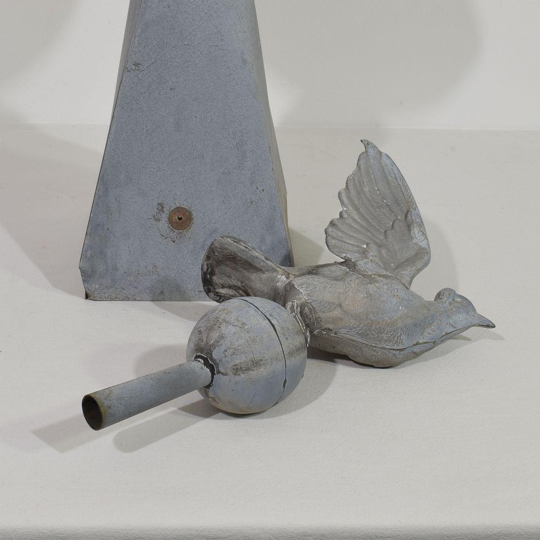 French 19th Century Zinc Roof Finial with a Dove 14