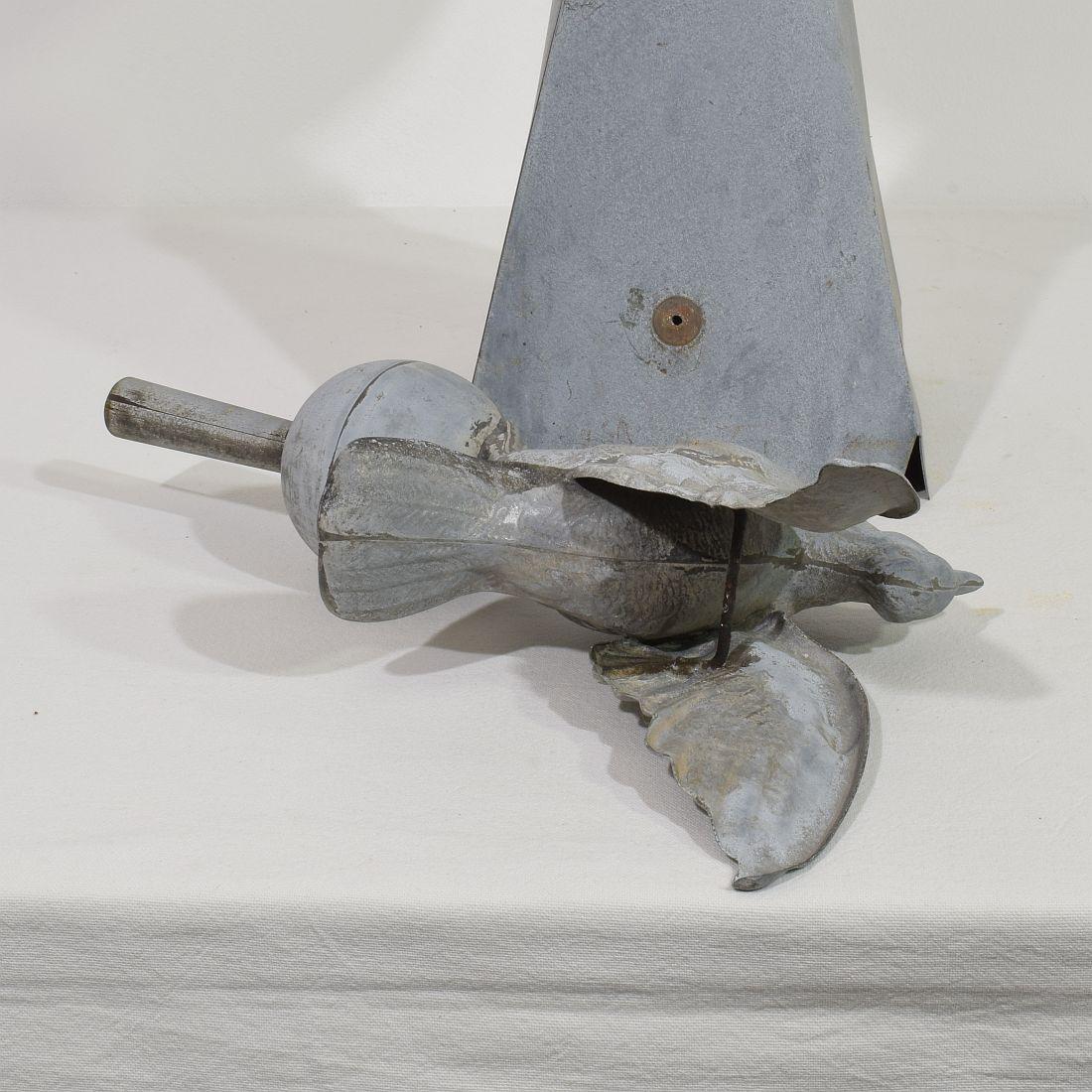 French 19th Century Zinc Roof Finial with a Dove 15