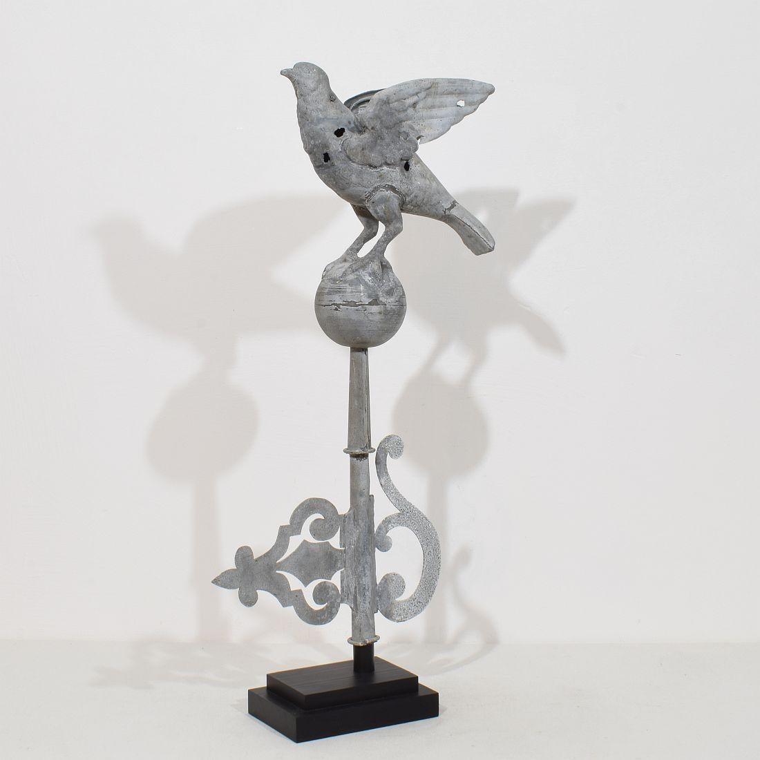 Hand-Crafted French 19th Century Zinc Roof Finial with a Dove For Sale