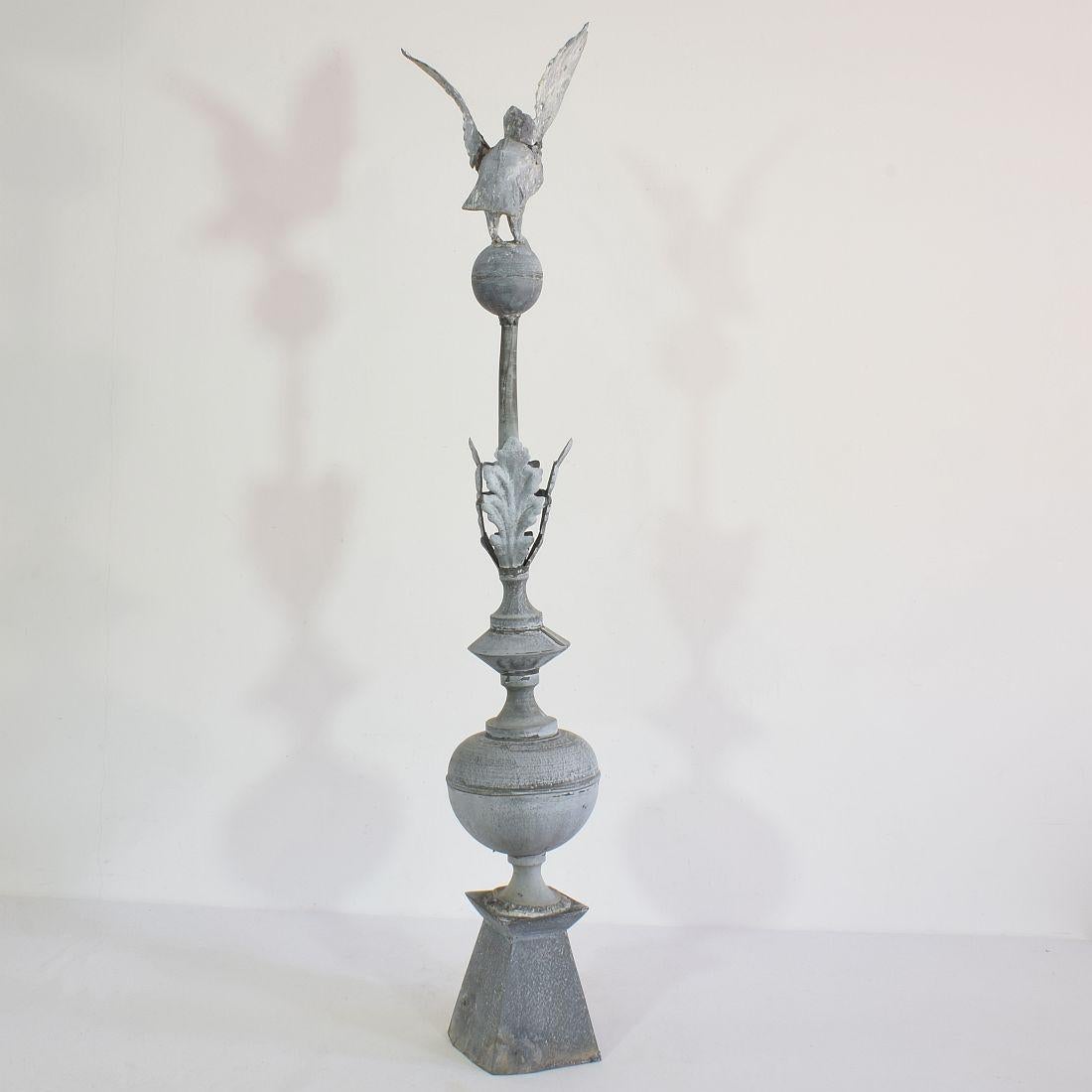Belle Époque French 19th Century Zinc Roof Finial with a Dove
