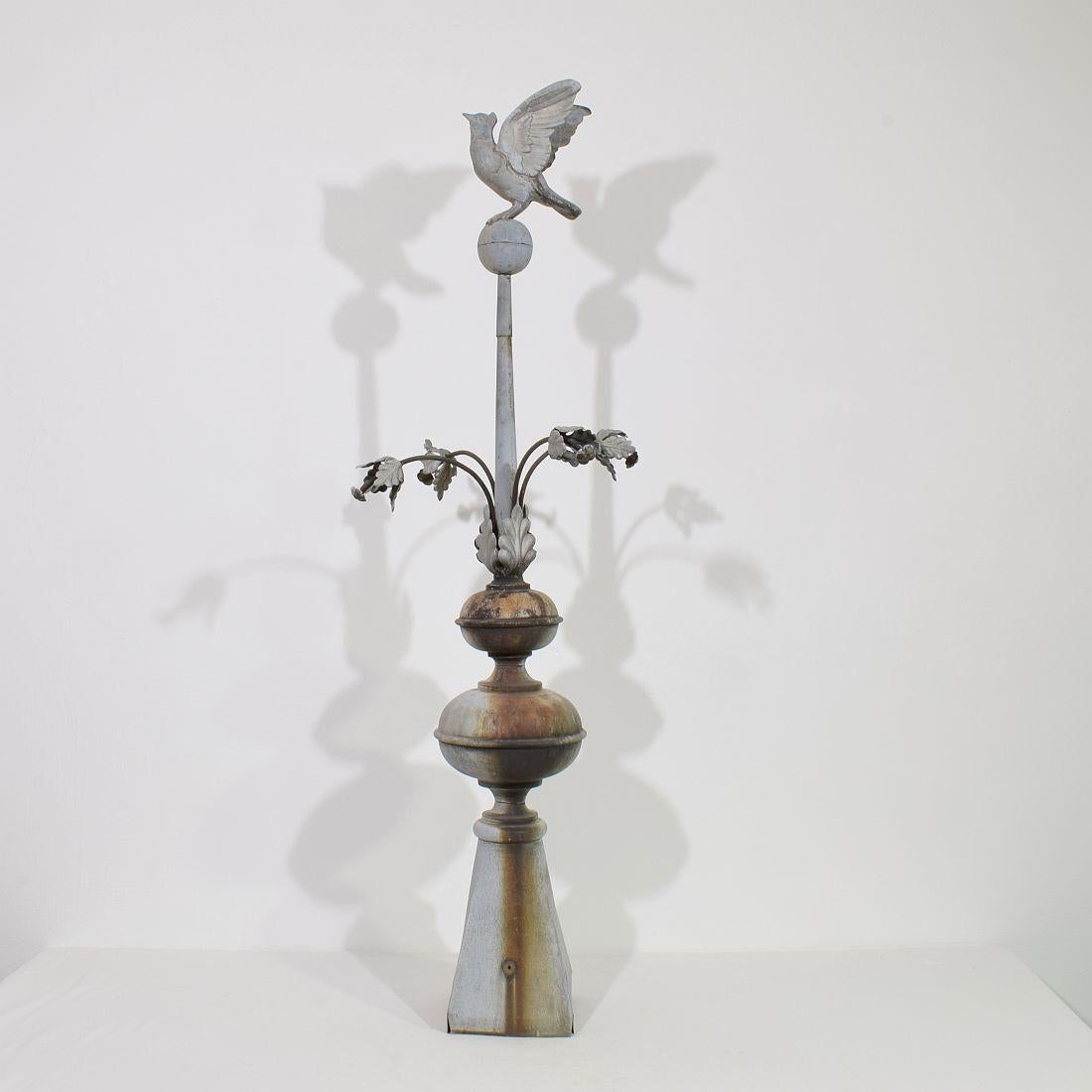 French 19th Century Zinc Roof Finial with a Dove 1