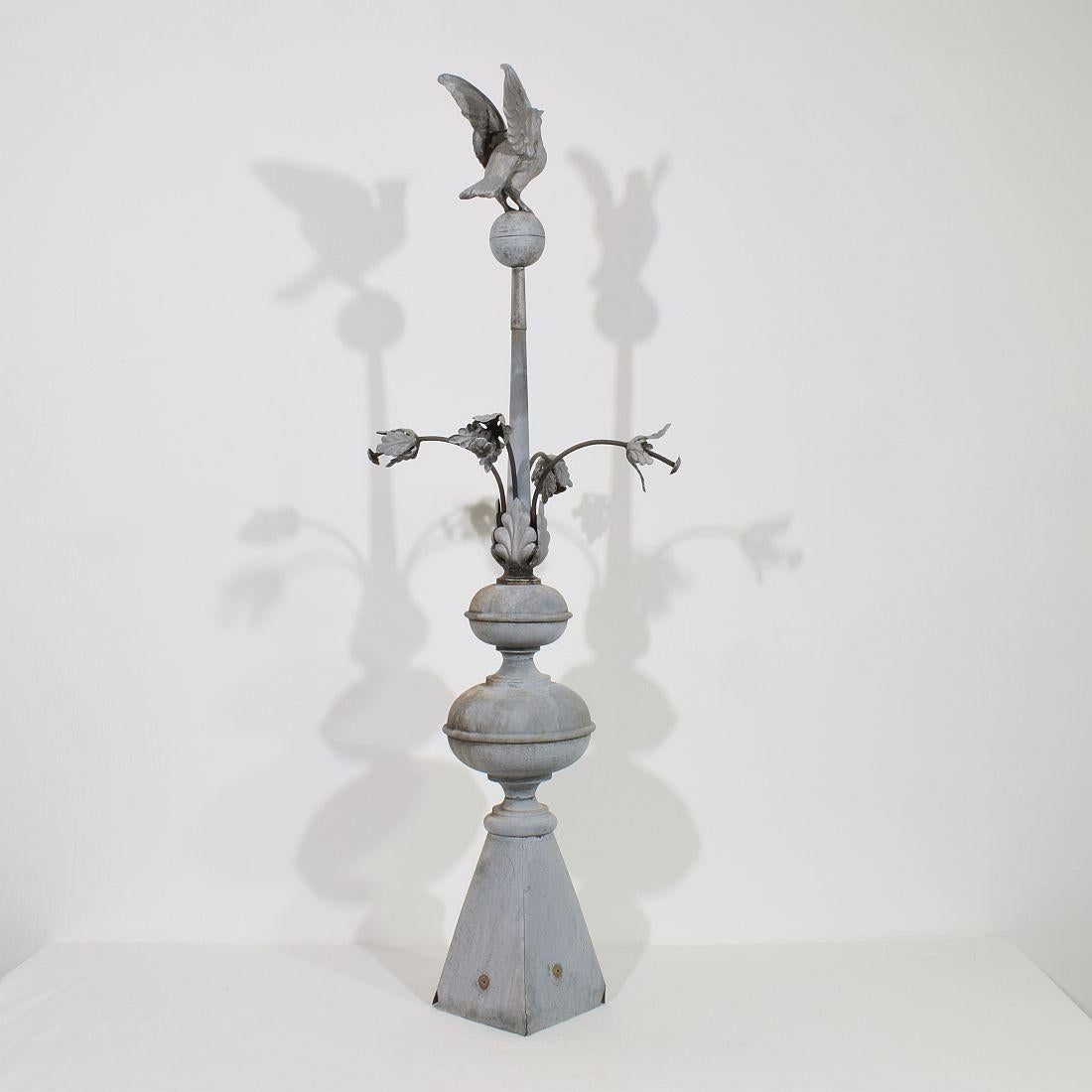 French 19th Century Zinc Roof Finial with a Dove 4