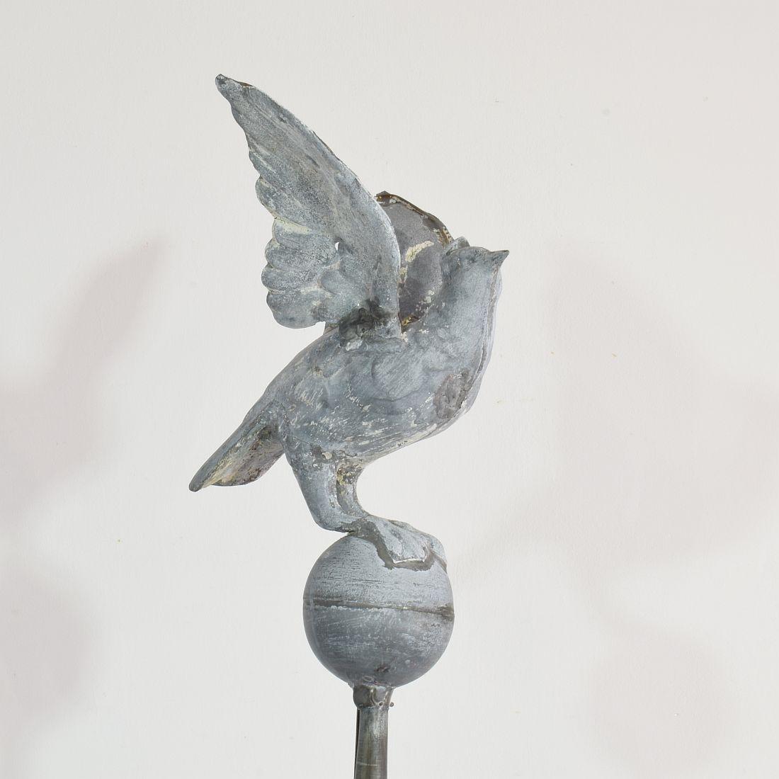 French 19th Century Zinc Roof Finial with a Dove 3