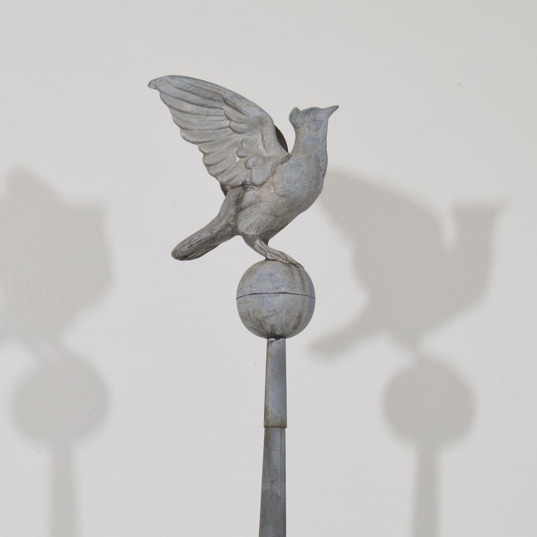 French 19th Century Zinc Roof Finial with a Dove 5