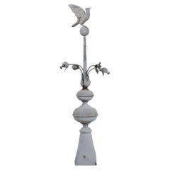 French 19th Century Zinc Roof Finial with a Dove