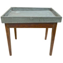 French 19th Century Zinc Top Flower Potting Table with One Corner Drainage Hole