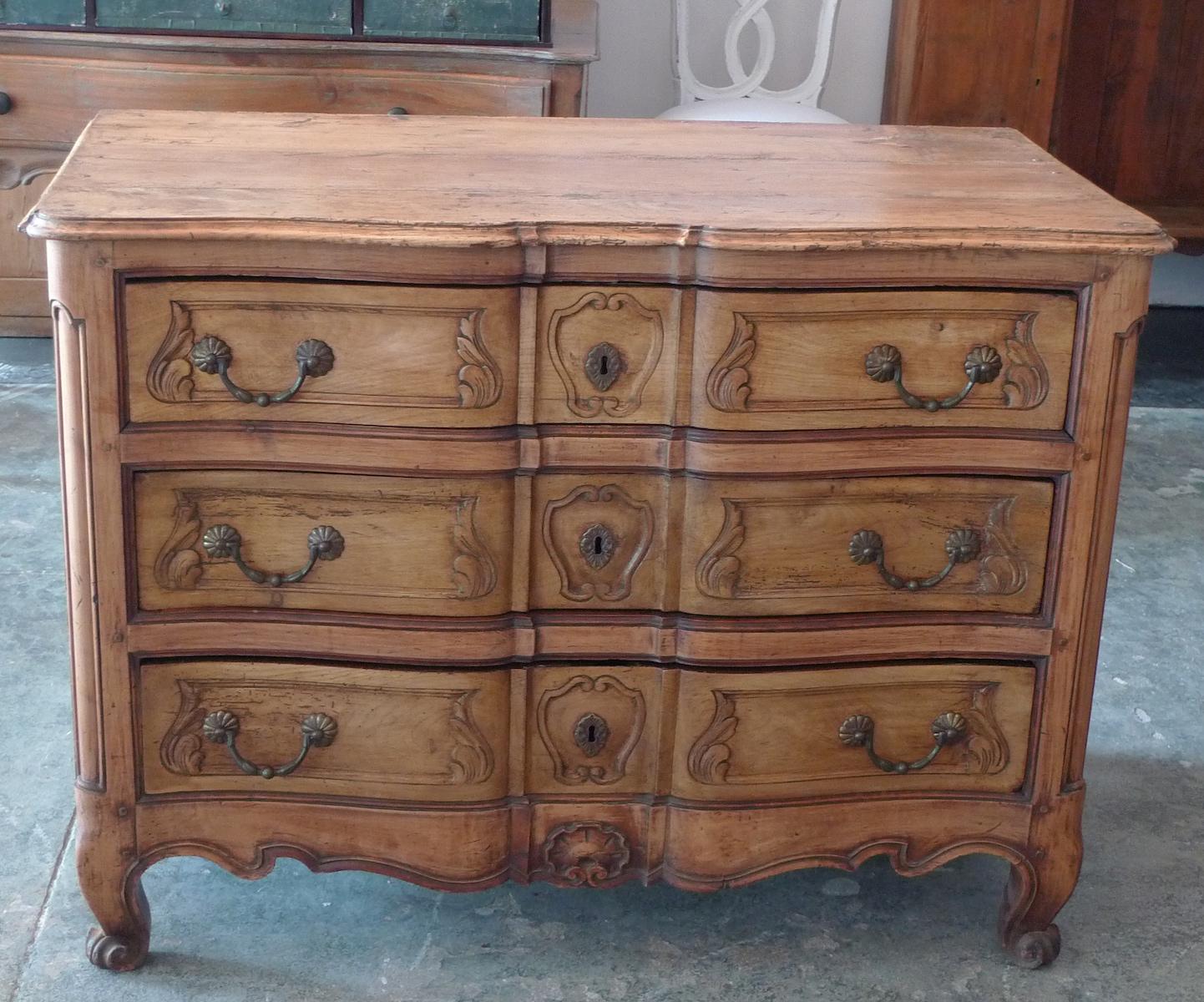 French 19th Cenury Louis XV Walnut Chest of 3 Drawers with Original Hardware 9