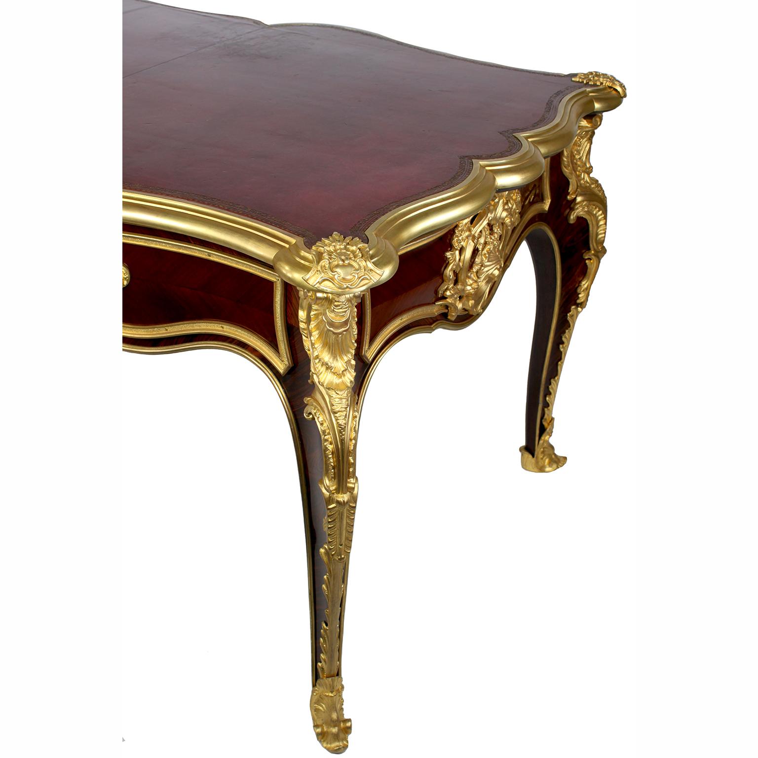 French 19th C.Louis XV Style Ormolu Mounted Bureau-Plat Desk Attr. Paul Sormani  For Sale 6