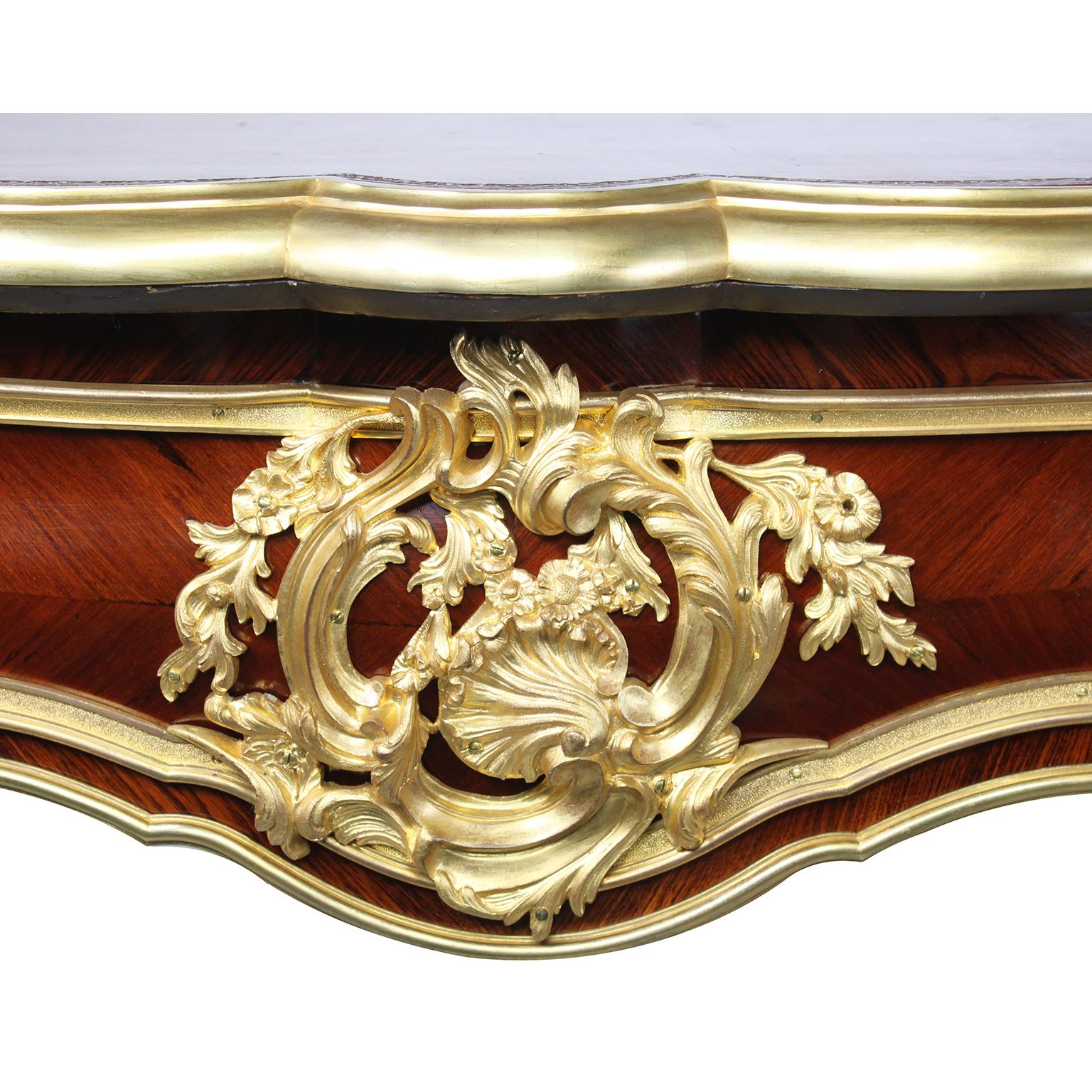French 19th C.Louis XV Style Ormolu Mounted Bureau-Plat Desk Attr. Paul Sormani  For Sale 2