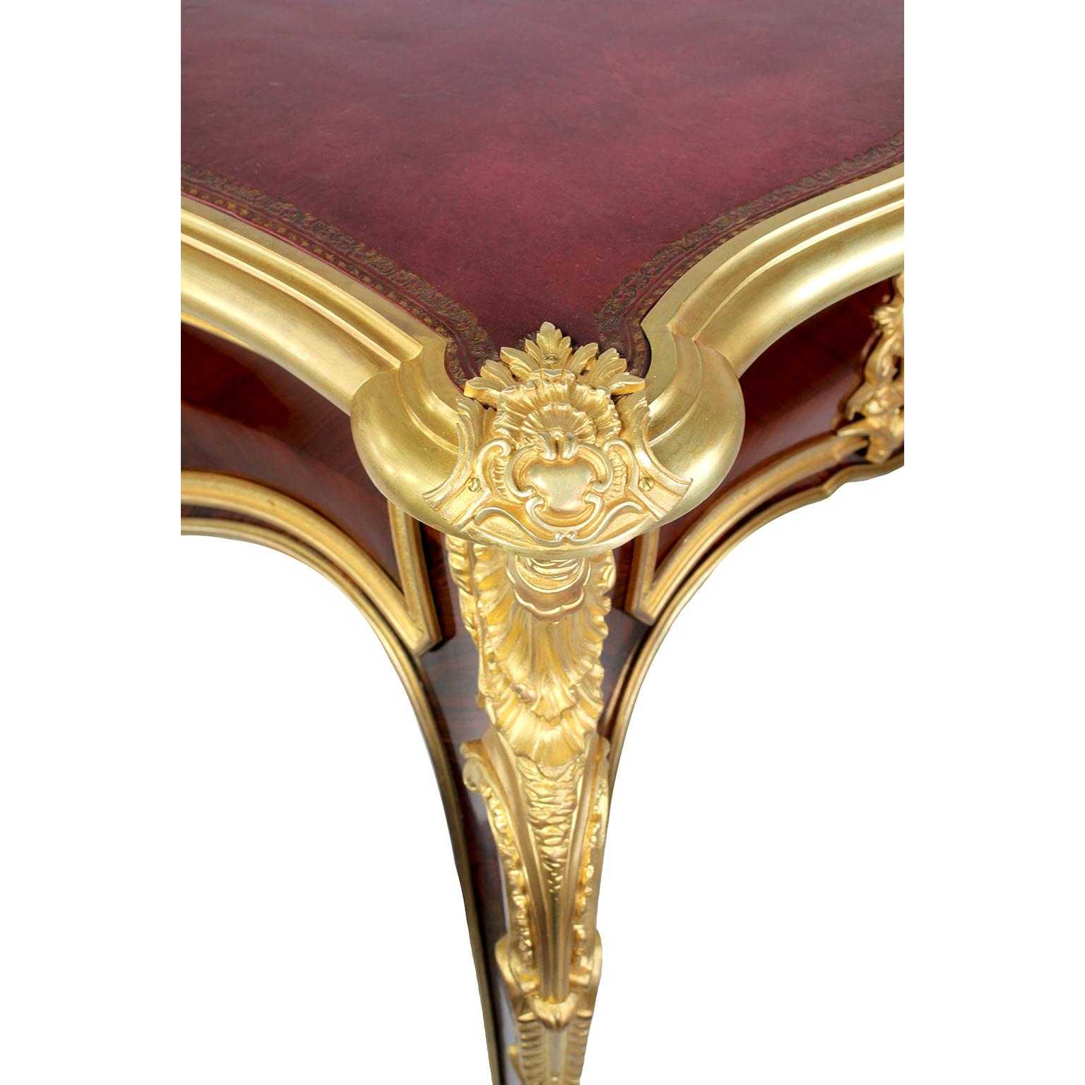French 19th C.Louis XV Style Ormolu Mounted Bureau-Plat Desk Attr. Paul Sormani  For Sale 3