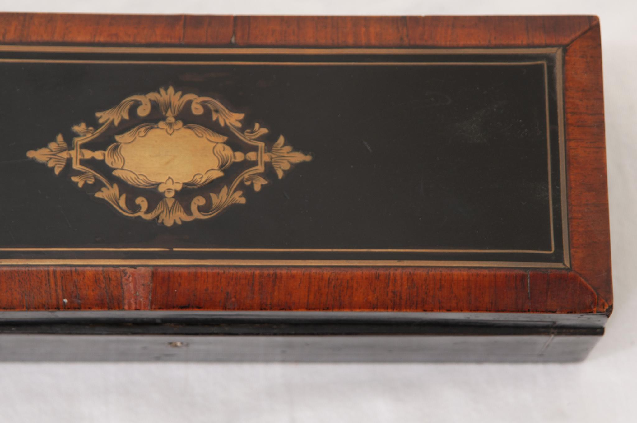 Other French 19th Century Ebonized & Inlay Glove Box For Sale