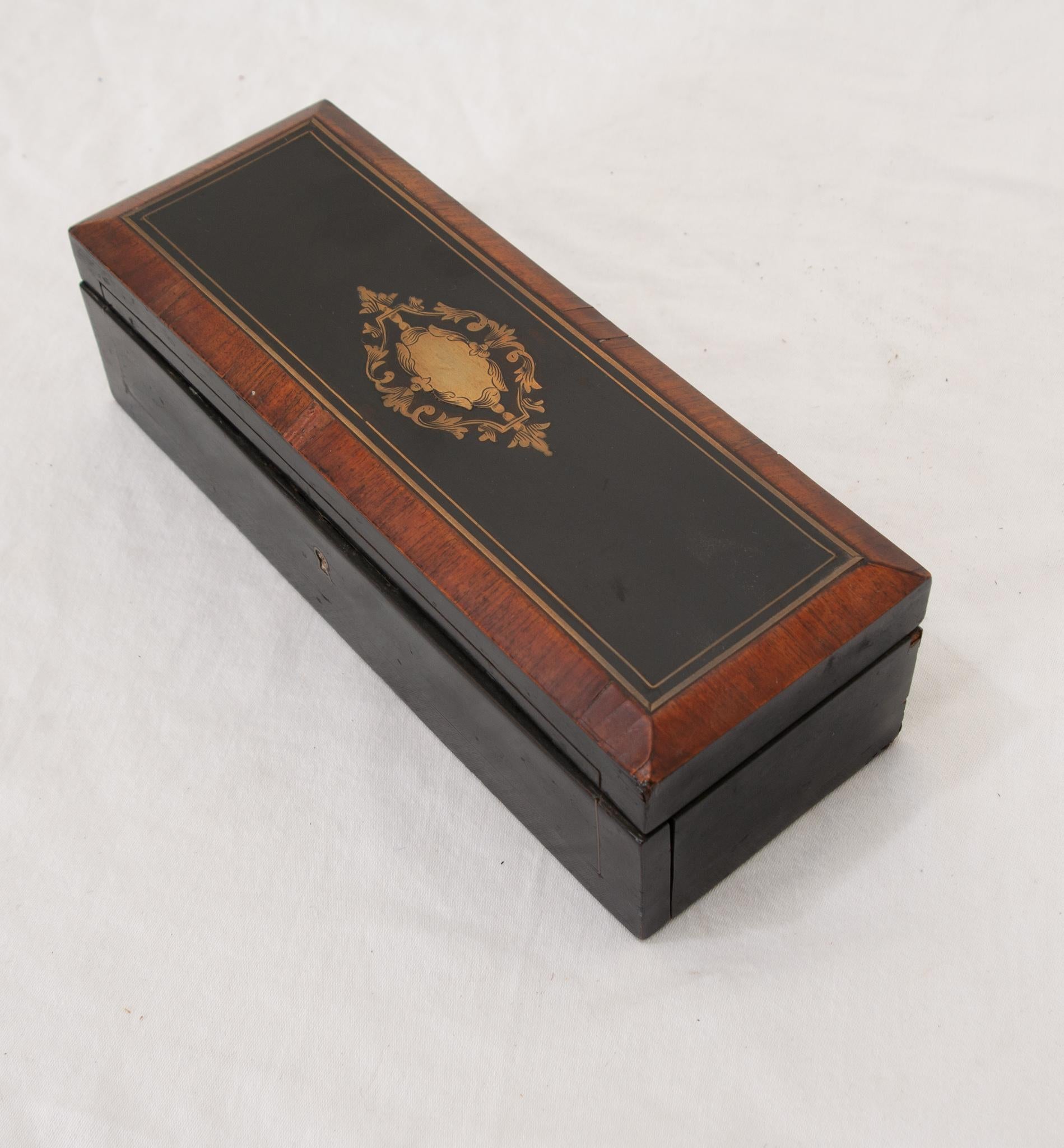 French 19th Century Ebonized & Inlay Glove Box In Good Condition For Sale In Baton Rouge, LA