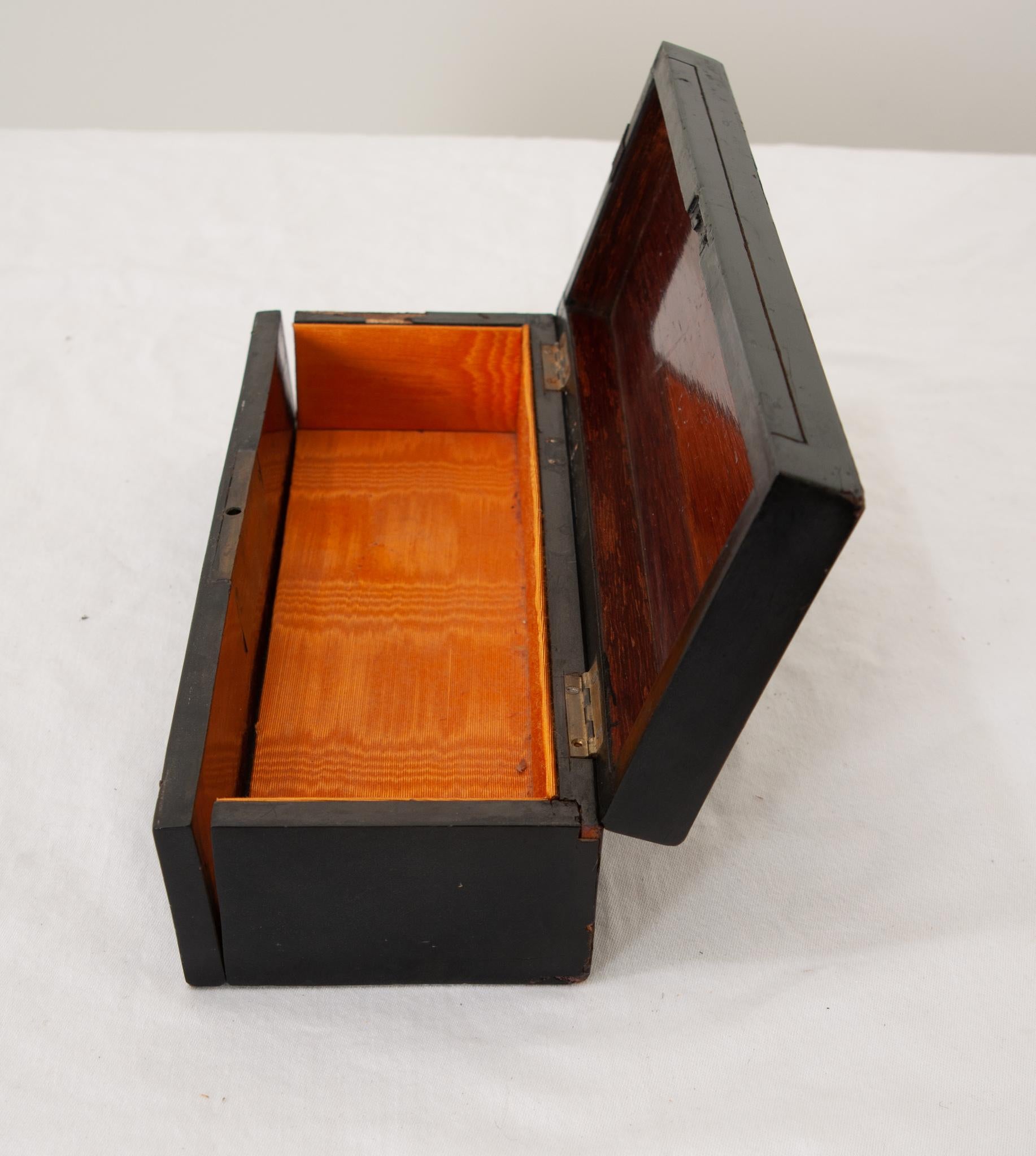 French 19th Century Ebonized & Inlay Glove Box For Sale 1