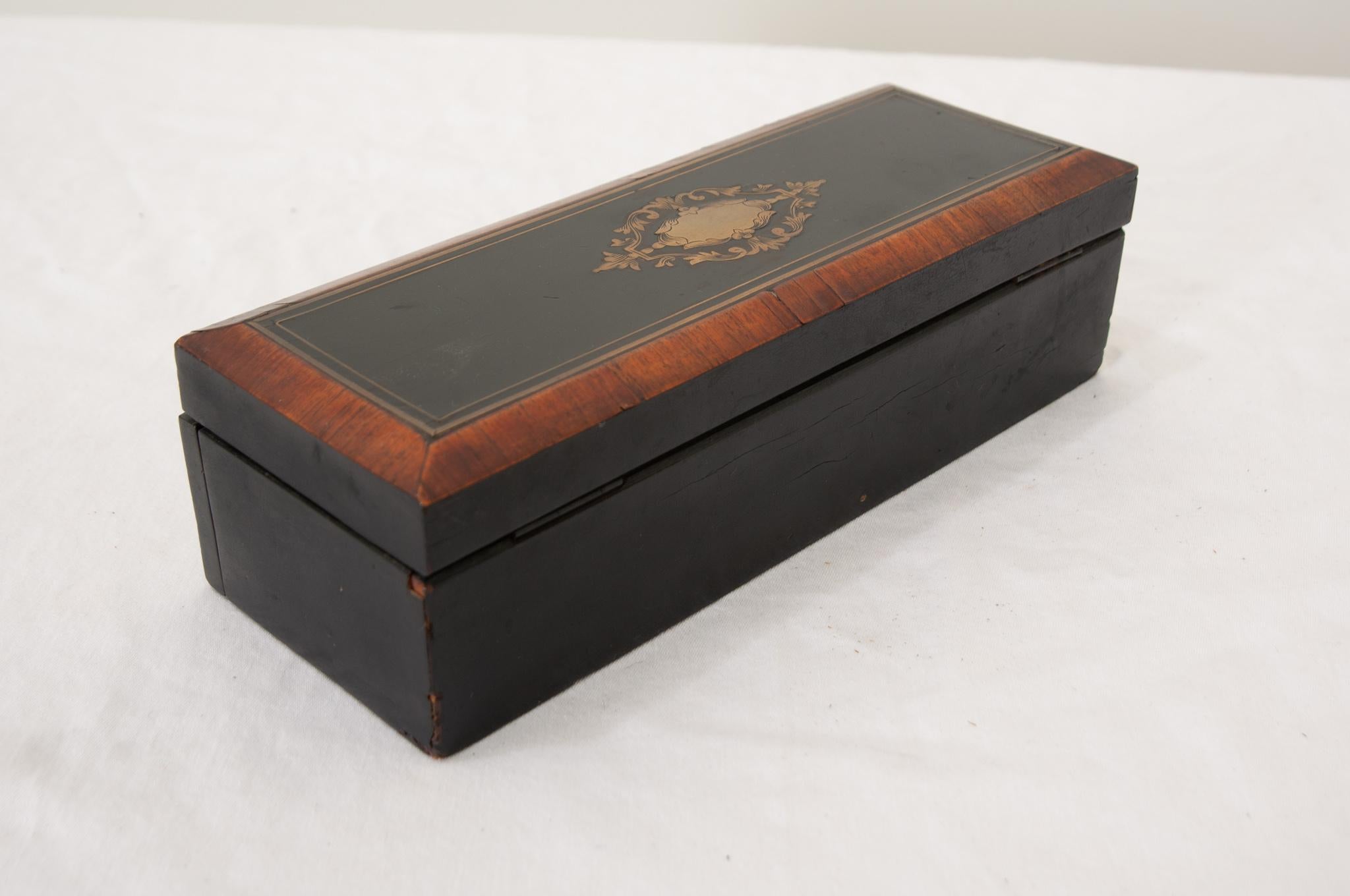 French 19th Century Ebonized & Inlay Glove Box For Sale 2