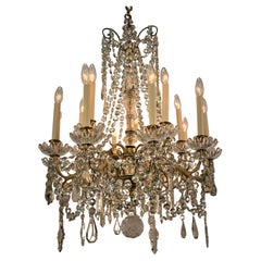 French 19th Fifteen light Signed Baccarat Crystal and Bronze Chandelier