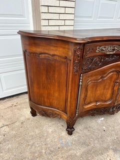 French 19th Louis XV Provincial Solid Walnut Two Door Buffet