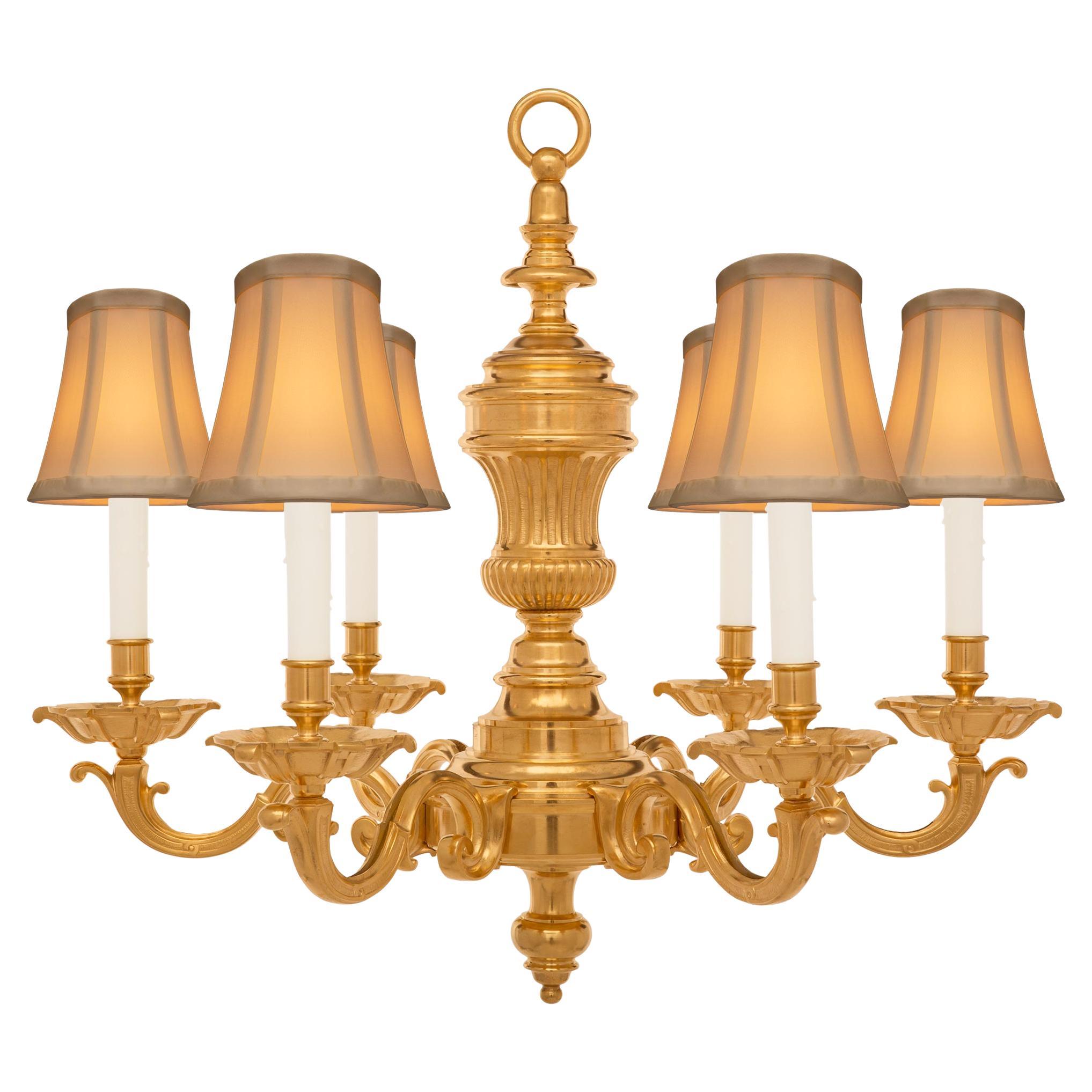 French 19th Louis XVI St. Ormolu Chandelier For Sale