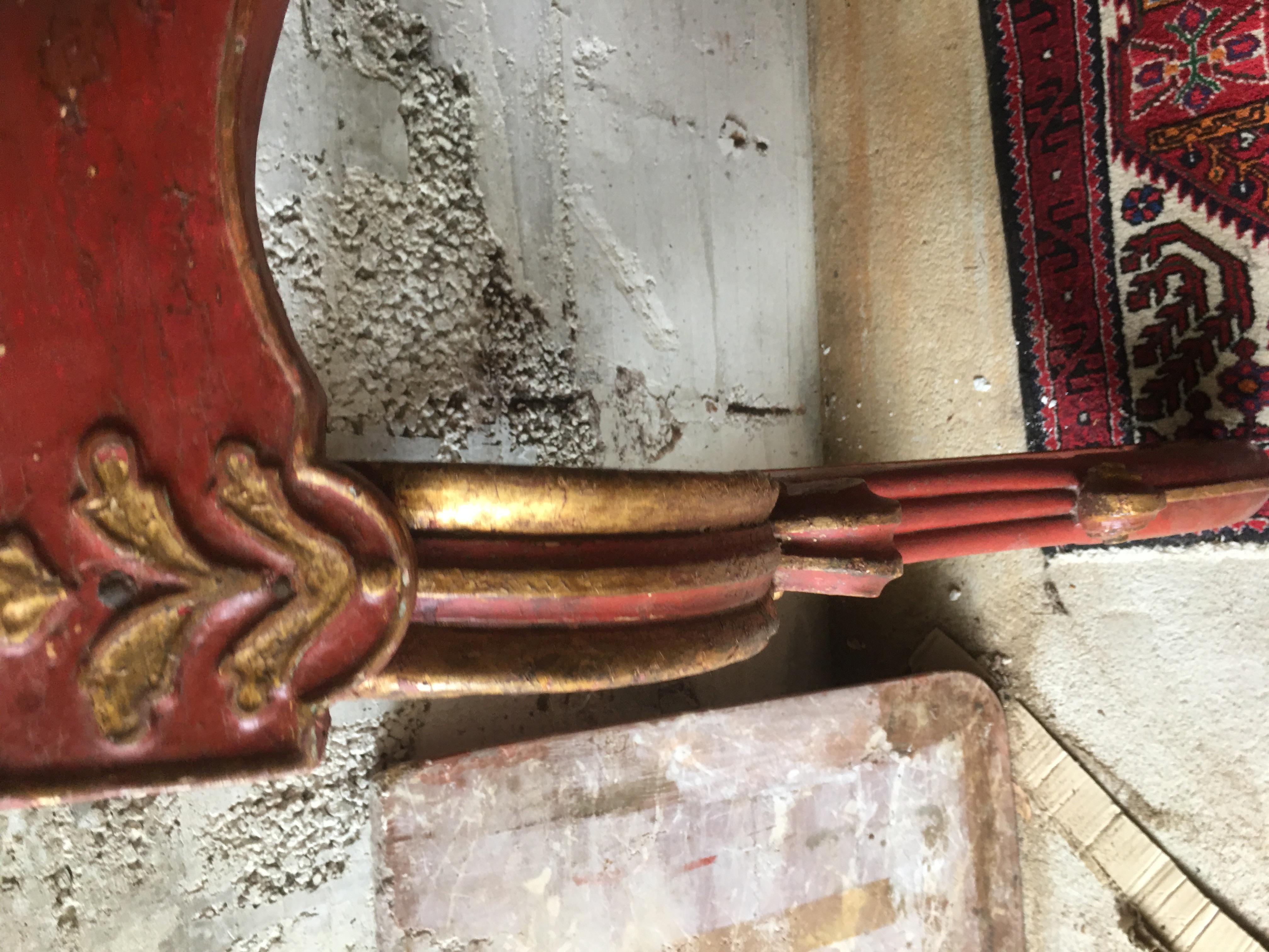 French 19th, Red and Gold Lacquered Console, Provence For Sale 3