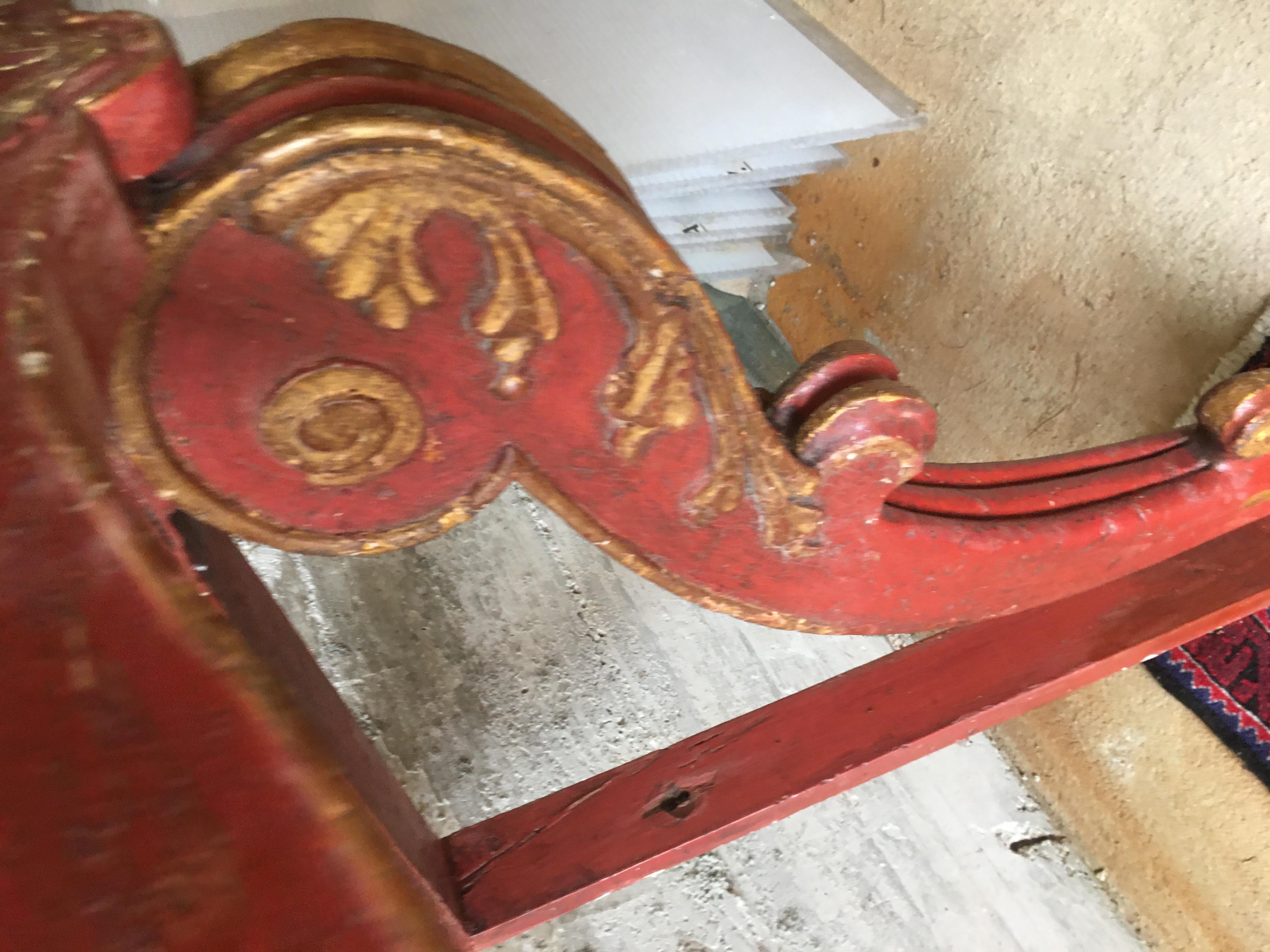 French 19th, Red and Gold Lacquered Console, Provence For Sale 4