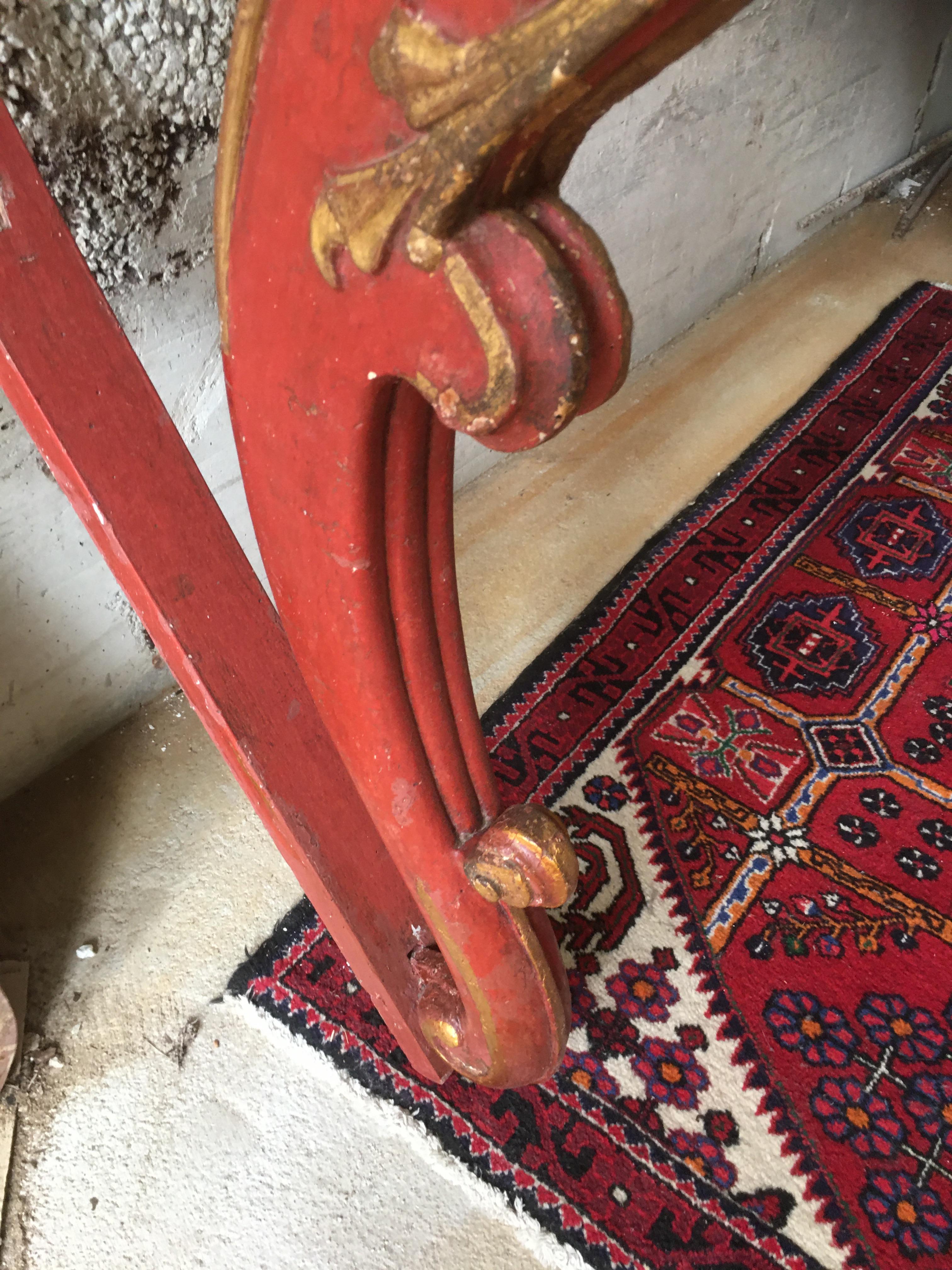 French 19th, Red and Gold Lacquered Console, Provence For Sale 10
