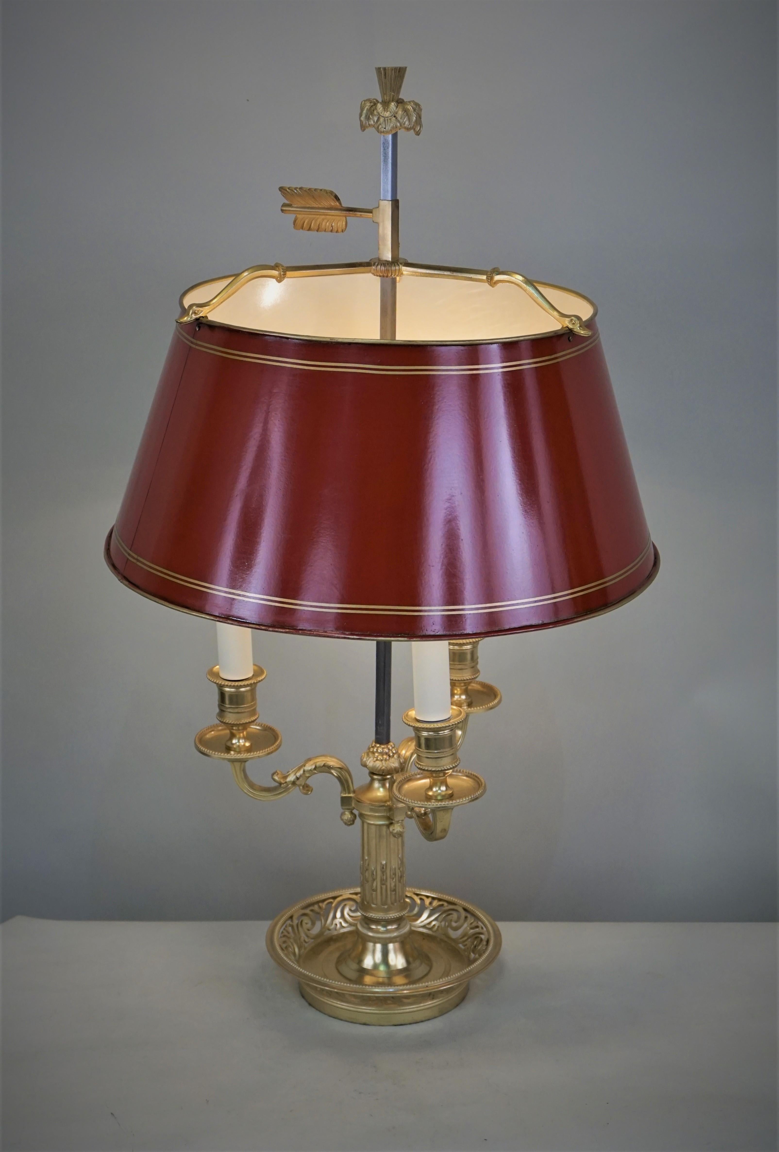 French 19th-Early 20th Century Empire Bronze Bouillotte Table or Desk Lamp 4