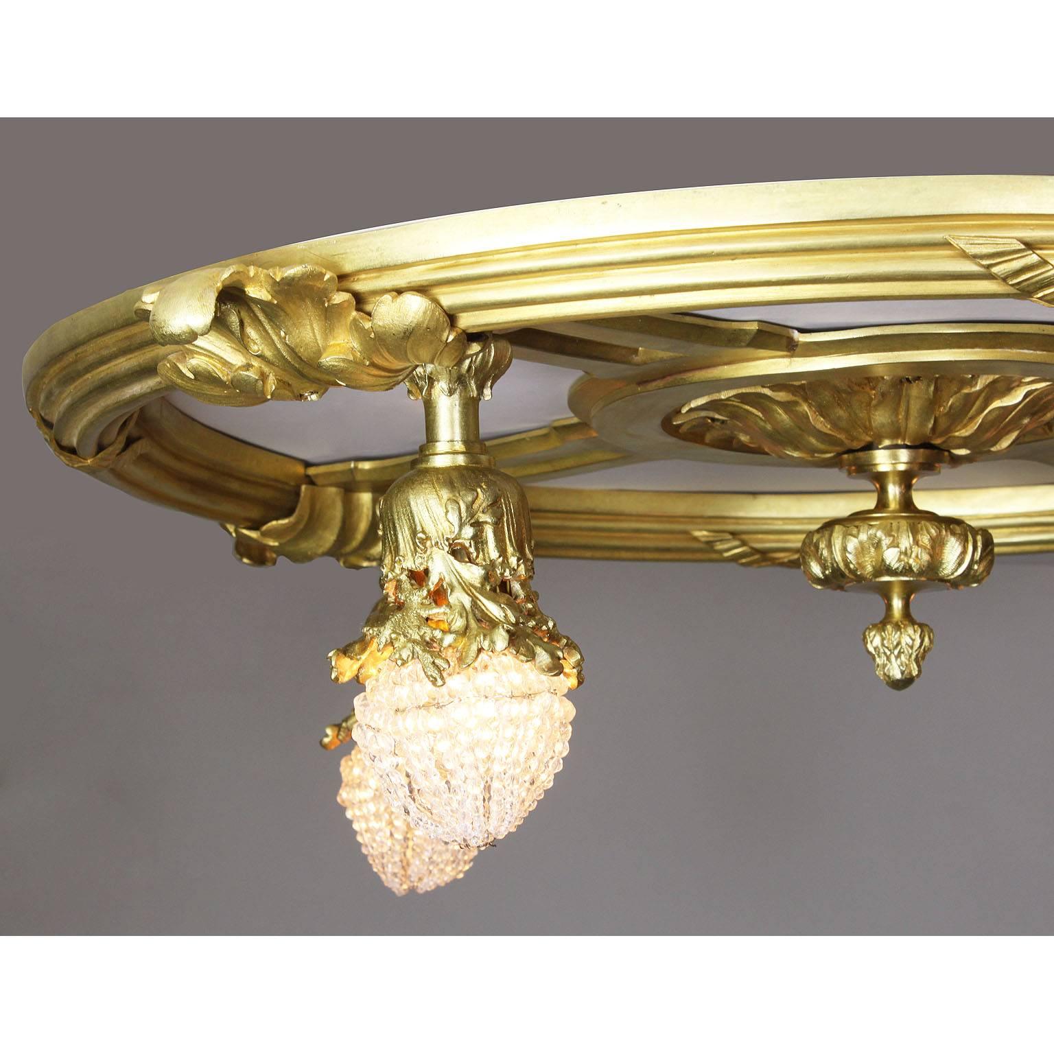 Early 20th Century French 19th-20th Century Belle Époque Gilt Bronze Plafonnier Ceiling Chandelier
