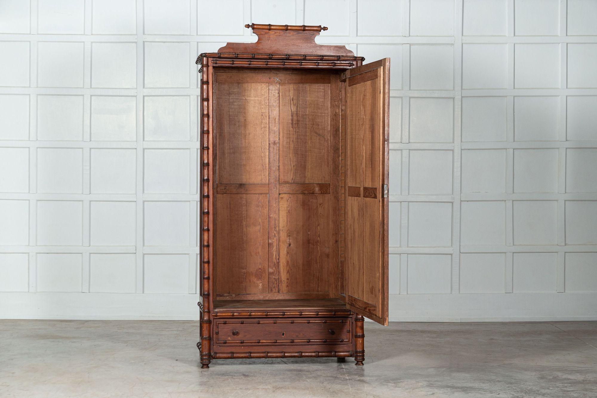 French 19th Century Pine Faux Bamboo Armoire 1
