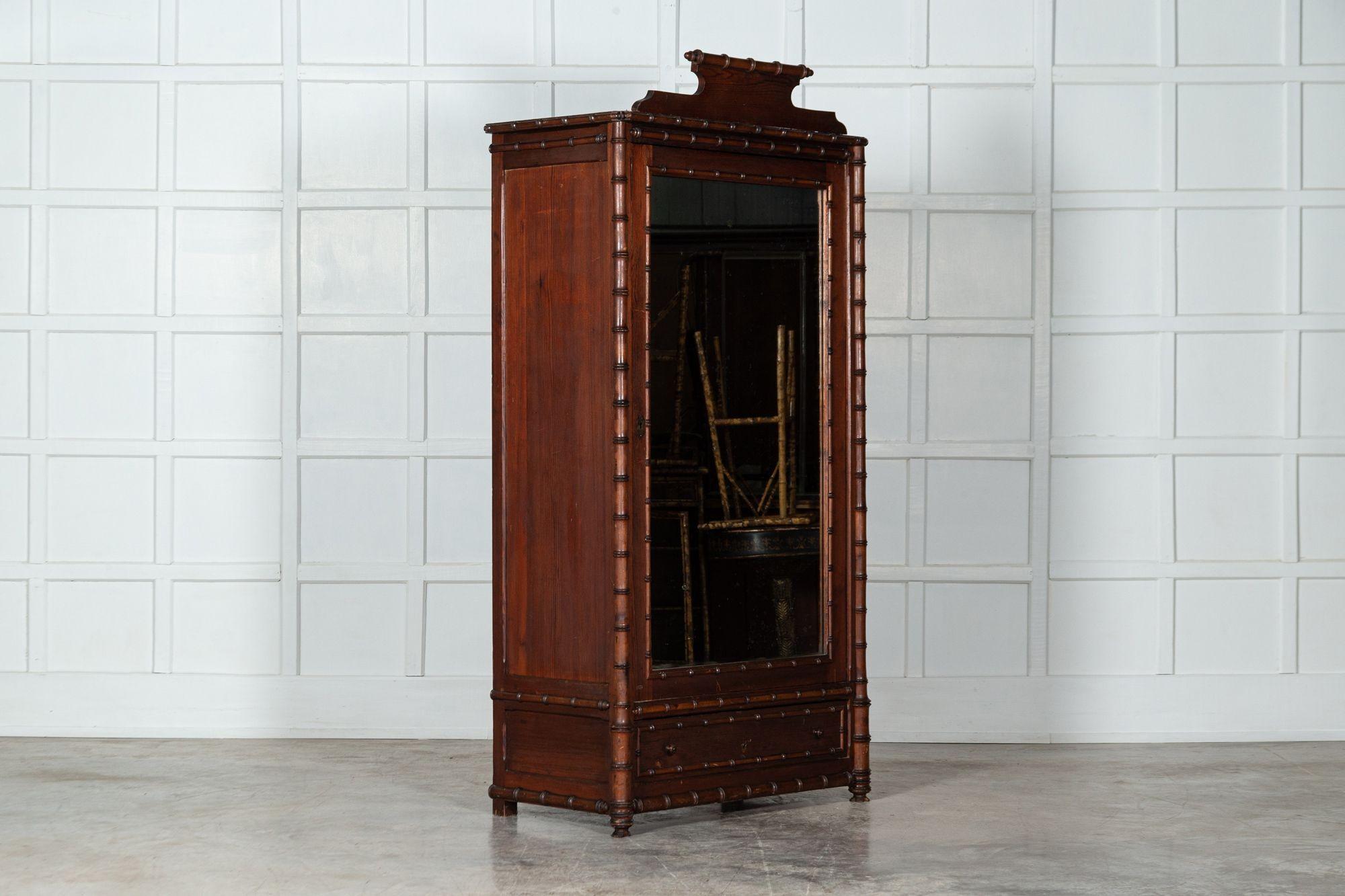 French 19th Century Pine Faux Bamboo Armoire 2