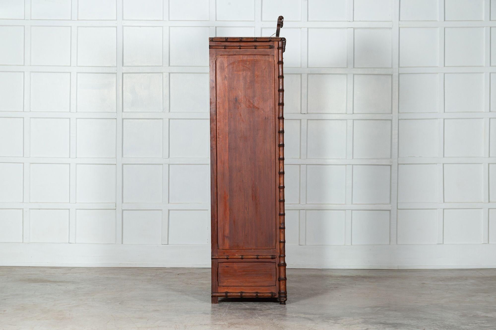 French 19th Century Pine Faux Bamboo Armoire 4