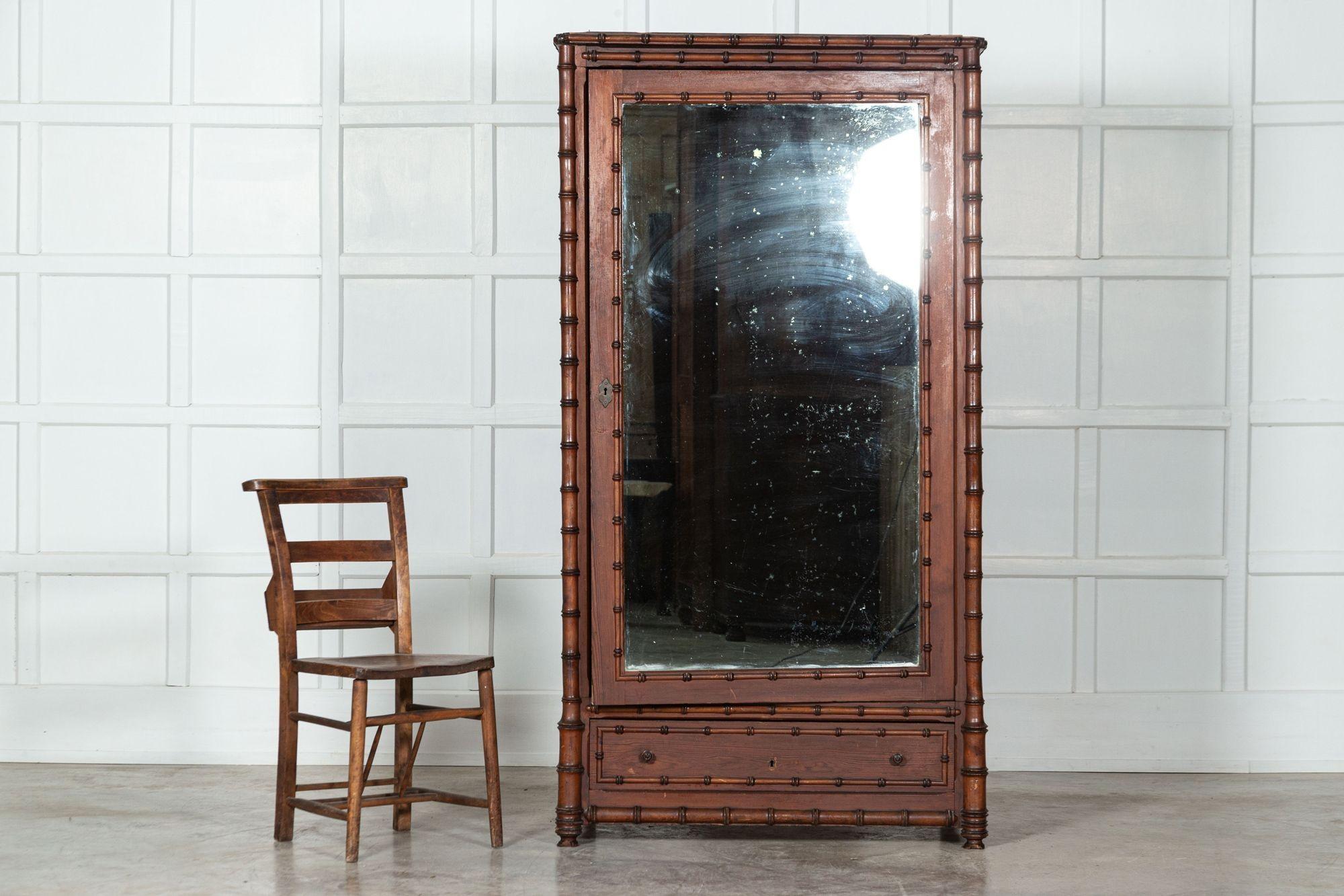 French 19th Century Pine Faux Bamboo Armoire 6