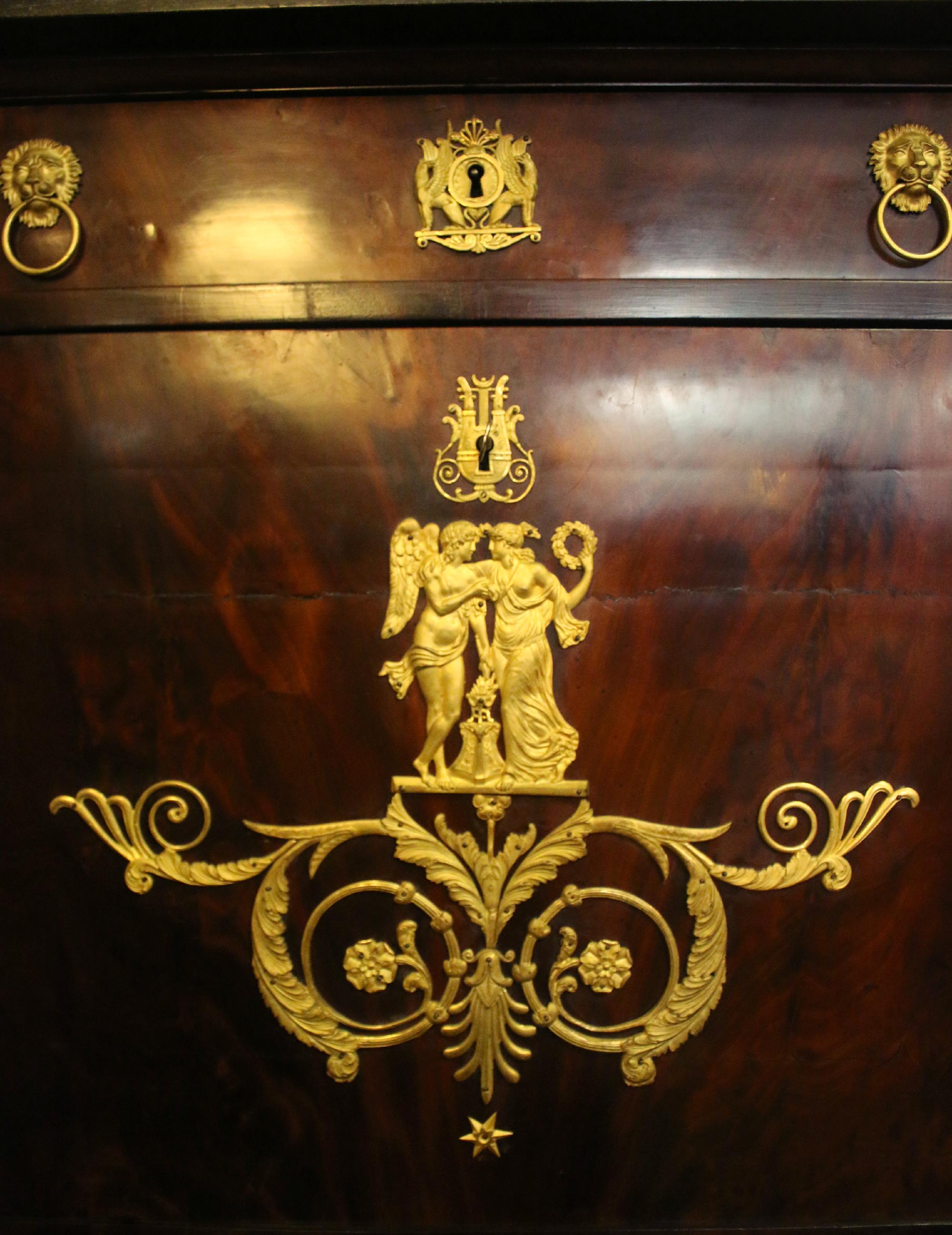 French 19th C. Second Empire Secrétaire À Abattant with Gold Ormolu Mounts For Sale 4