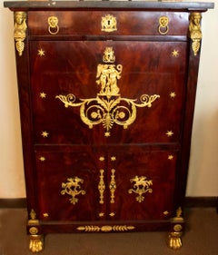 French 19th C. Second Empire Secrétaire À Abattant with Gold Ormolu Mounts