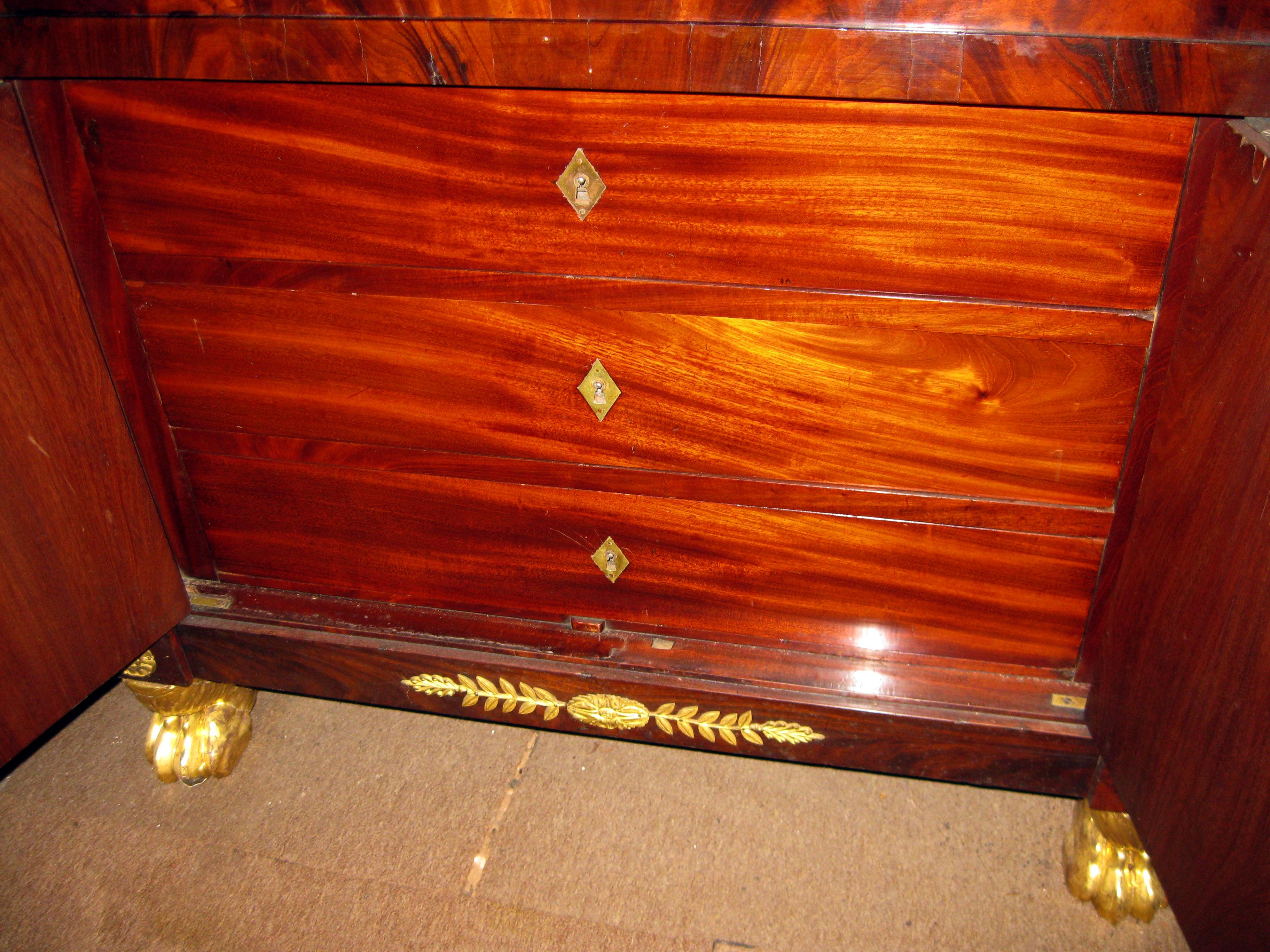 Mid-19th Century French 19th C. Second Empire Secrétaire À Abattant with Gold Ormolu Mounts For Sale