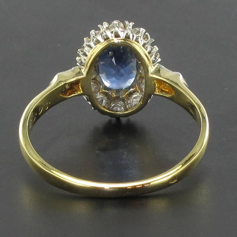 French 19thCentury Napoleon 3 Sapphire Diamond Pompadour Engagement Cluster Ring 2