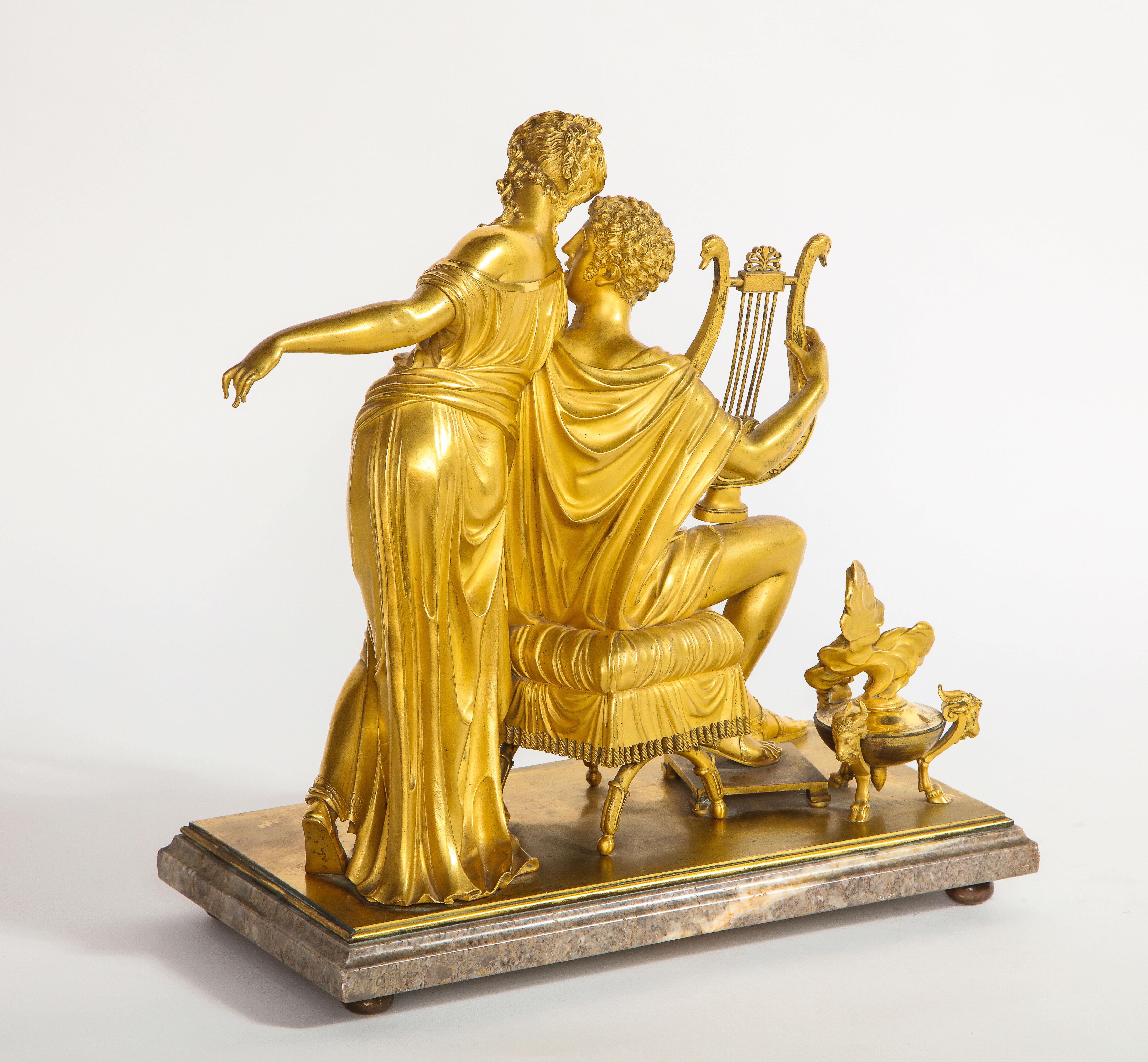 Bronze Groupe d'amoureux en bronze doré d'époque Empire 1er siècle français, Att. Thomire A Paris - Paris en vente