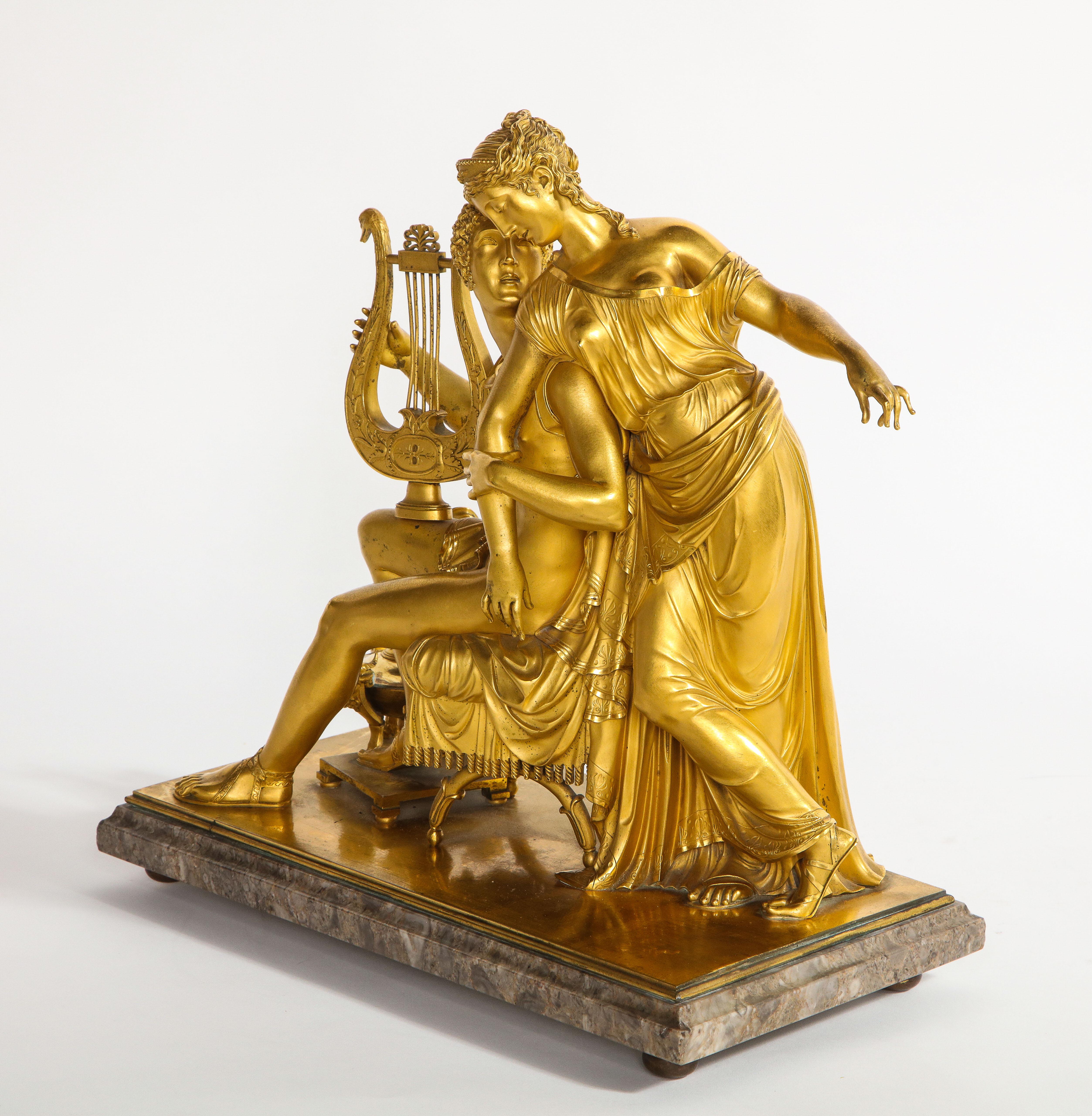 Groupe d'amoureux en bronze doré d'époque Empire 1er siècle français, Att. Thomire A Paris - Paris en vente 1