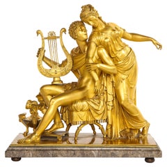 French 1st Empire Period Dore Bronze Grouping of Lovers, Att. Thomire A Paris