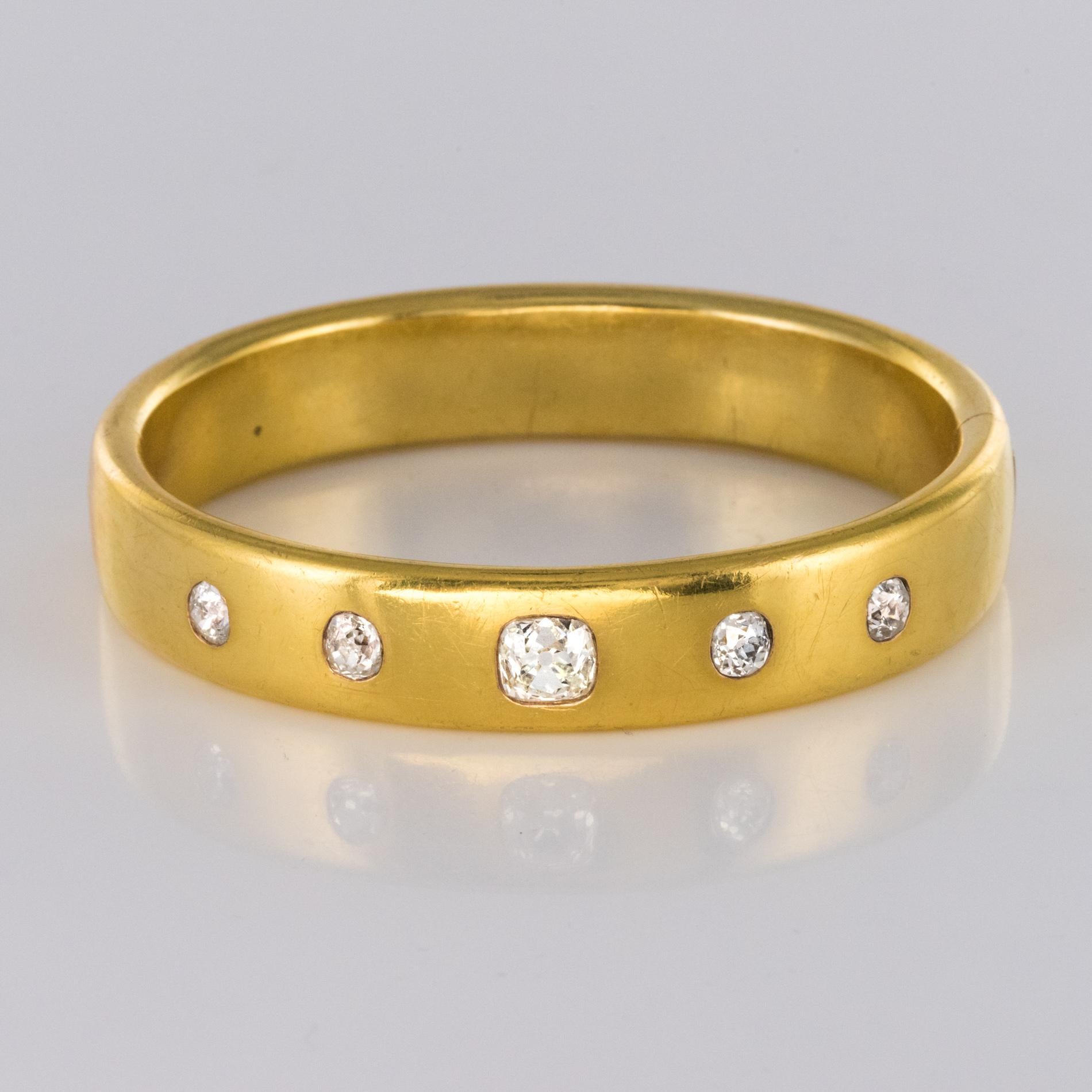 French 1st Half of 19th Century 3.45 Carat Diamond Gold Bangle Bracelet 3