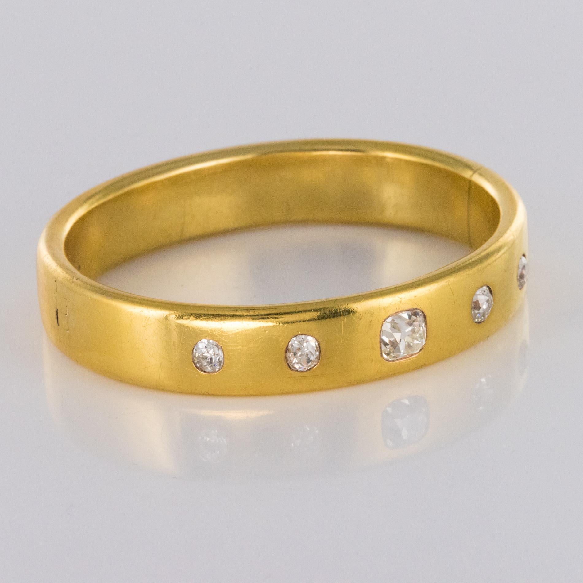 French 1st Half of 19th Century 3.45 Carat Diamond Gold Bangle Bracelet 1