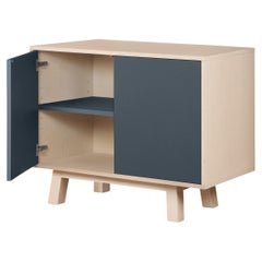 French 2-door dark blue low wooden customizable cabinet by Eric Gizard, Paris