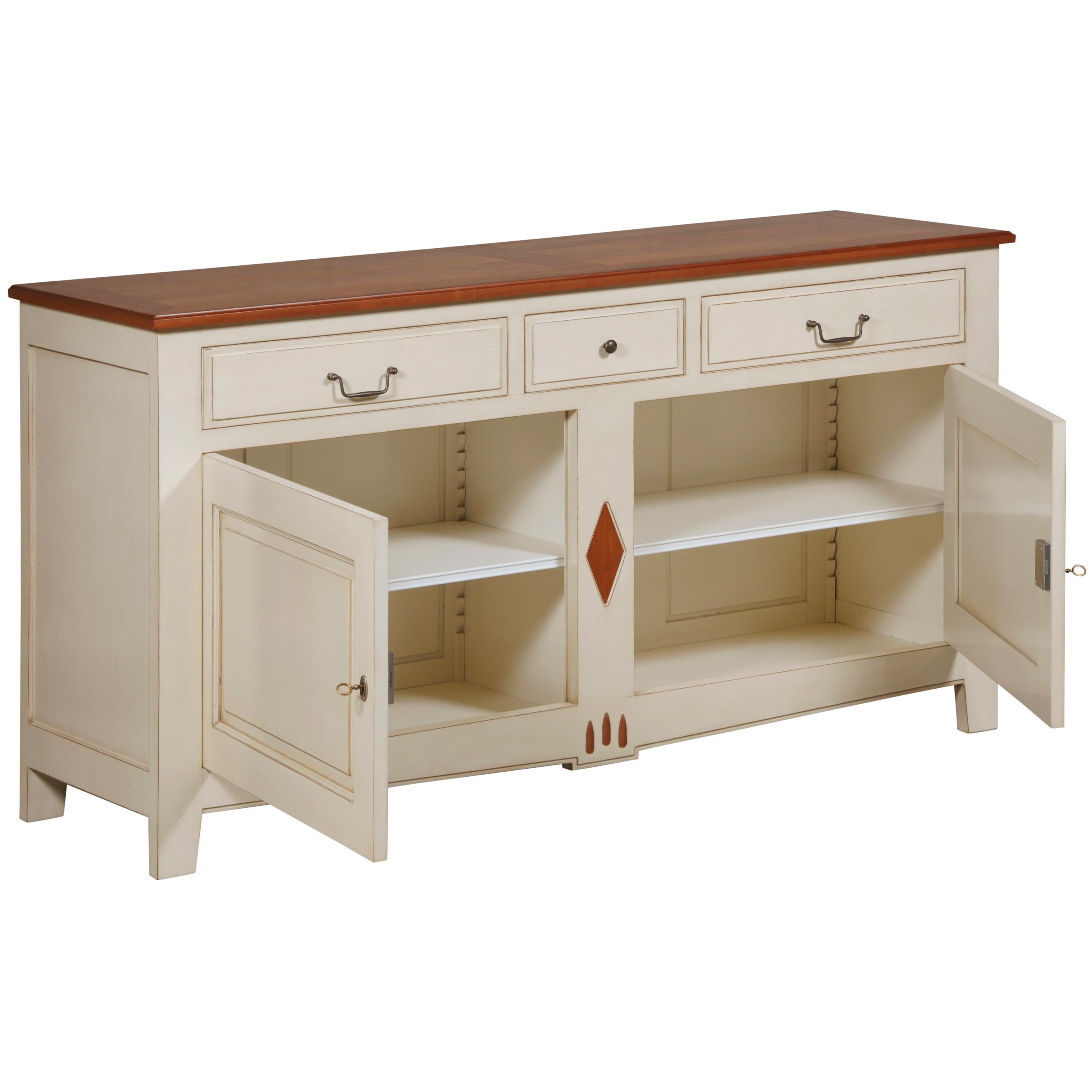 Neoclassical French 2 Doors Sideboard in Cherry with Charm, 100% Made in France For Sale