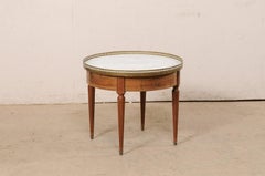 French 2 Ft. Round Coffee Table with Raised Brass Gallery & Marble Top