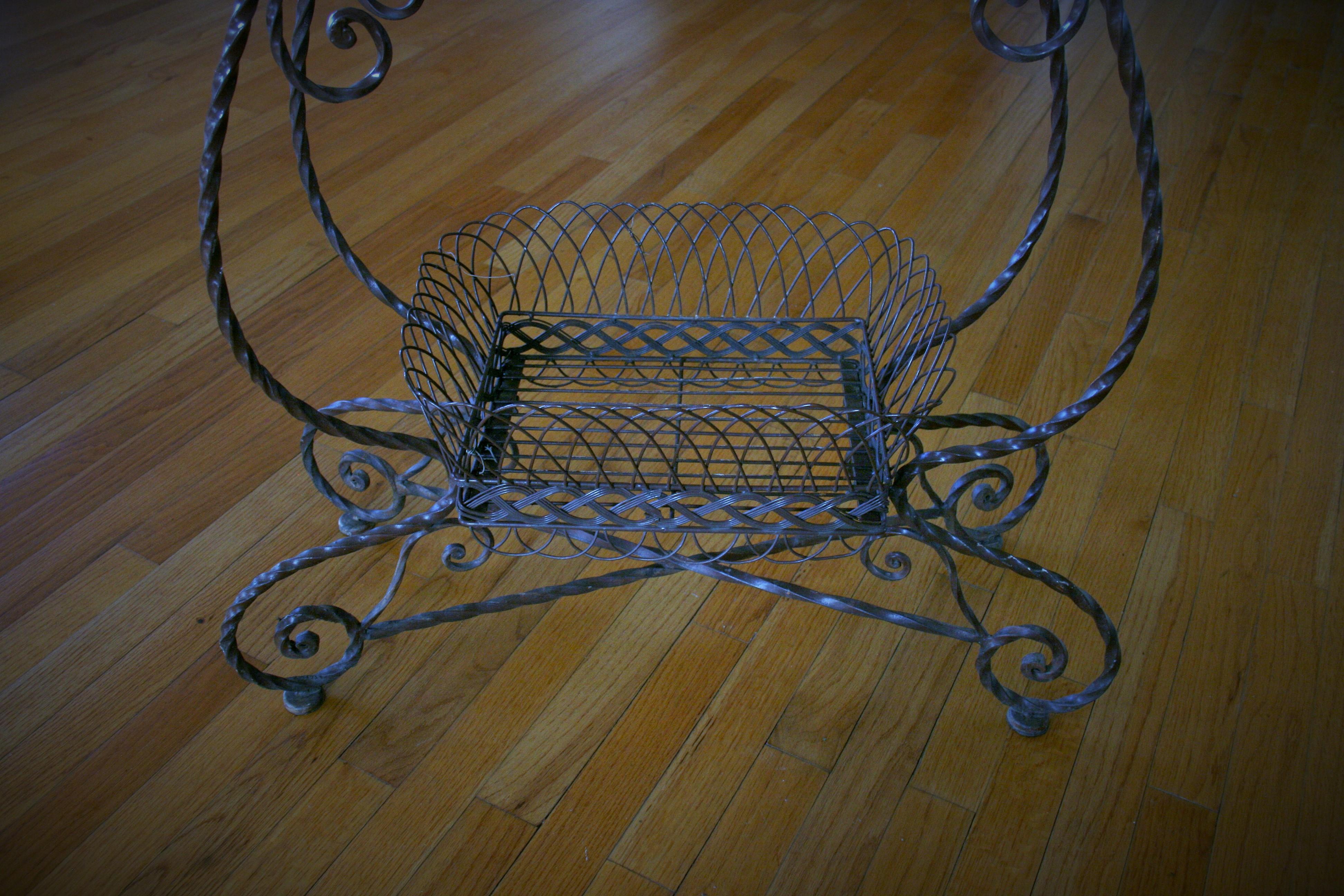8-170 handmade wire and iron 2 level plant stand.
  