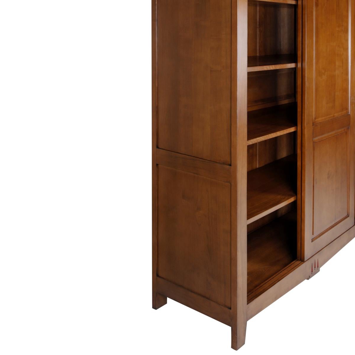 Large DIRECTOIRE style 2 sliding door Armoire Wardrobe in solid cherry, France For Sale 2