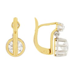 French 2.00ct Old Cut Diamond Earrings, c.1910s