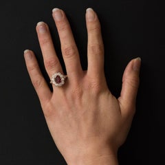 French 2.09 Carat Ruby Diamond Gold Platinum Ring