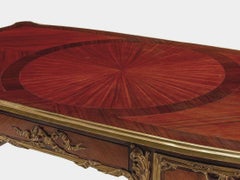Französisch 20. C. Louis XV Stil Bronze montiert-Königsholz & Plaque-Inset Bureau Plat