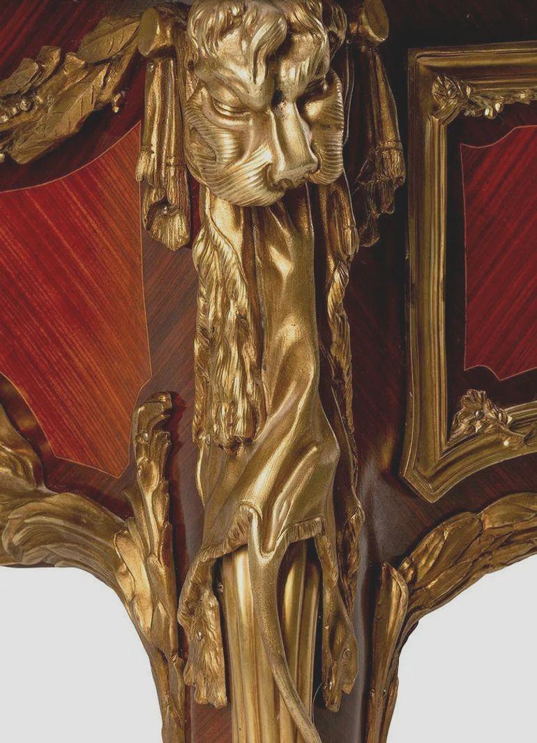Französisch 20. C. Louis XV Stil Bronze montiert-Königsholz & Plaque-Inset Bureau Plat im Angebot 2